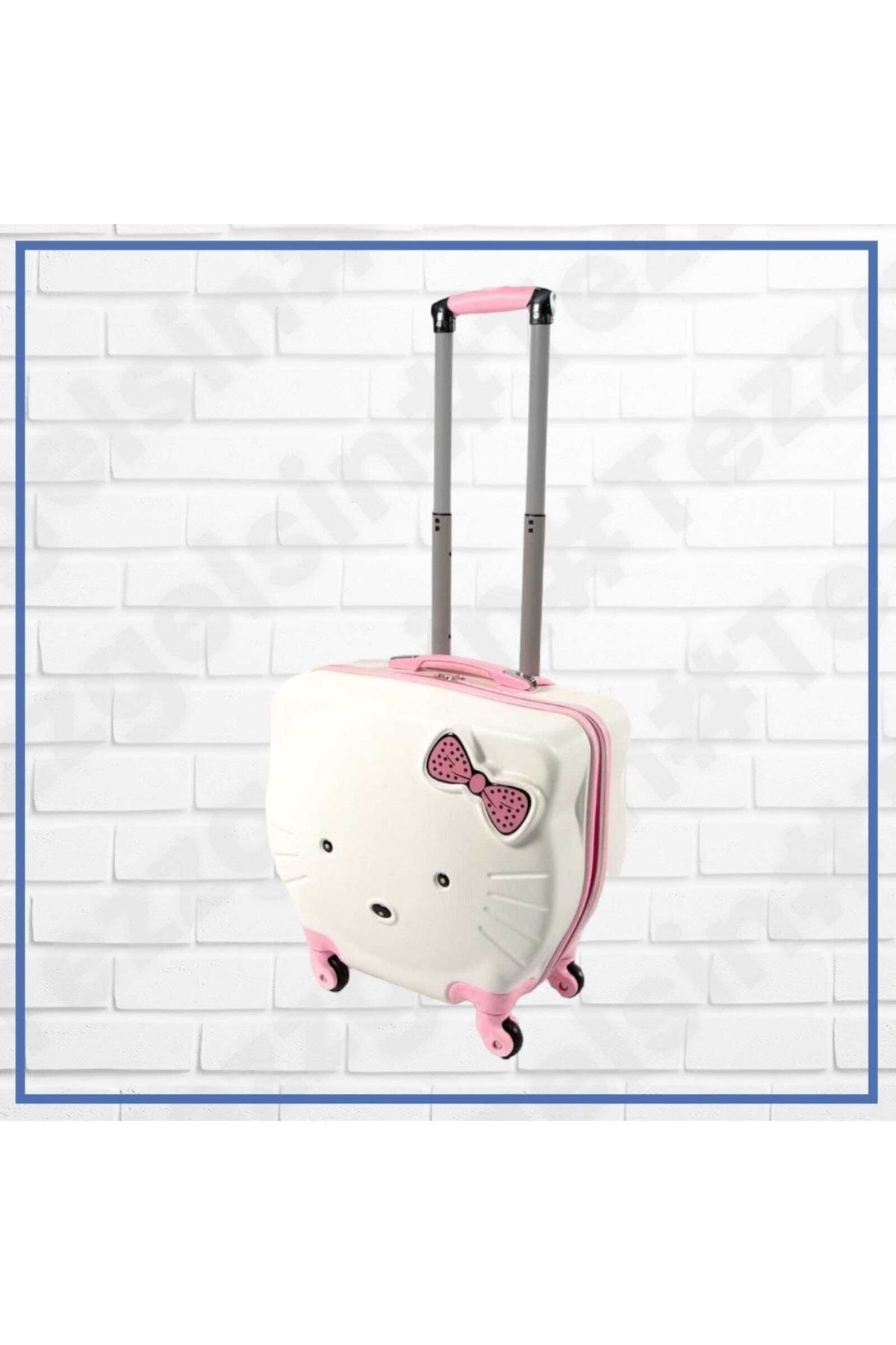 Trenderrs Hello Kitty Modelli Beyaz Çekçekli Çocuk Valizi