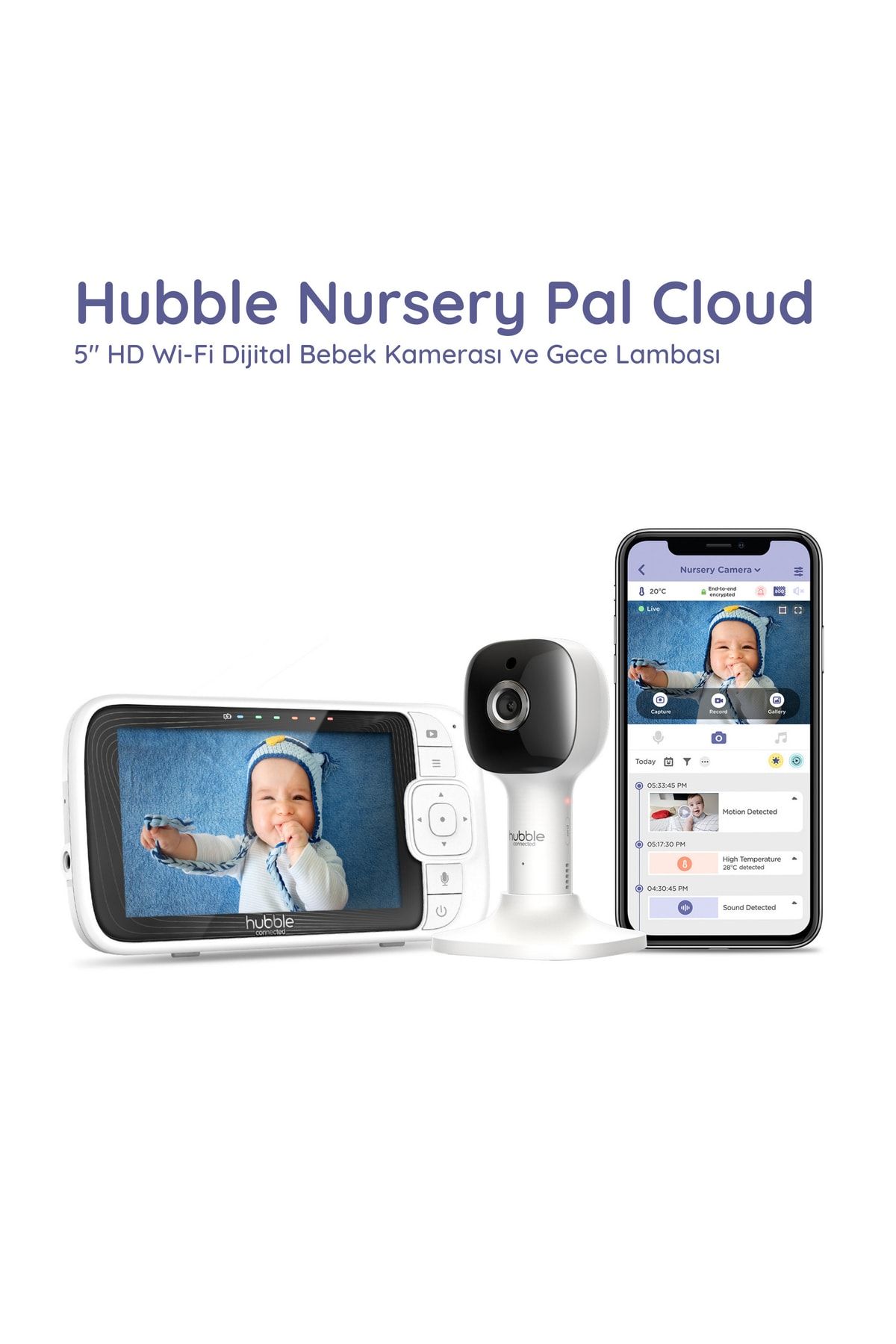 Hubble Nursery Pal Cloud 5" Hd Wi-fi Dijital Bebek Kamerası + Gece Lambası