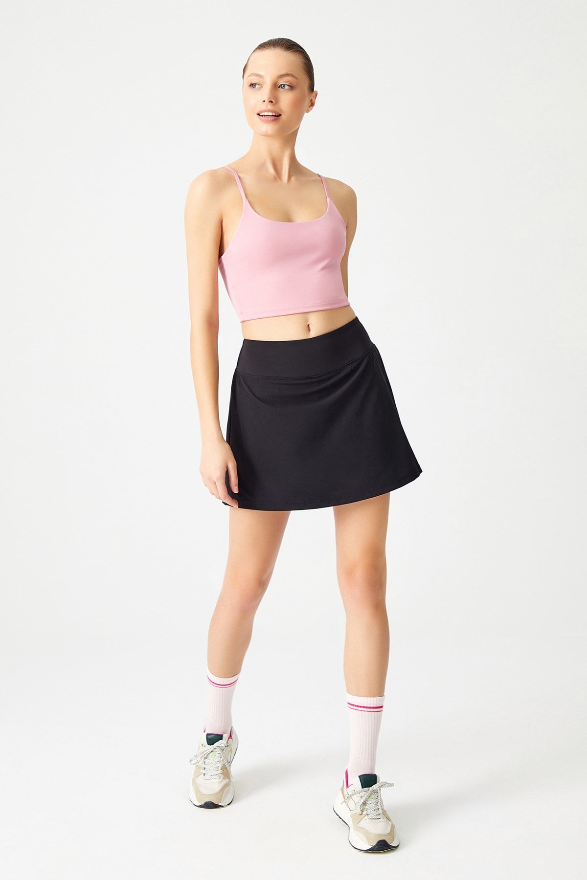LOS OJOS Siyah 2 Katmanlı Tenis Eteği - Şort Etek - Spor Etek Tennis Skirt