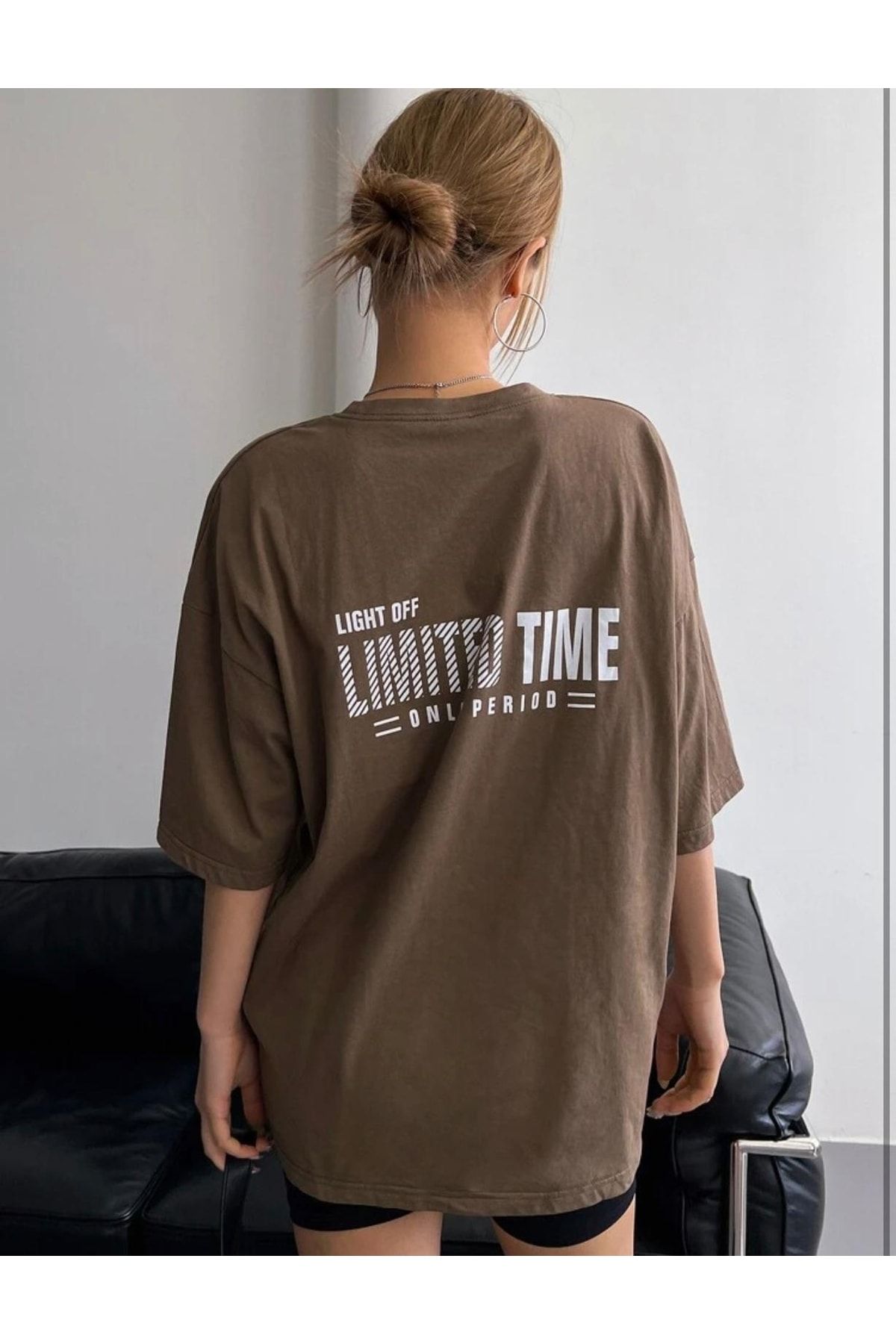 AFROGİYİM Kadın Limited Time Baskılı Oversize T-shirt
