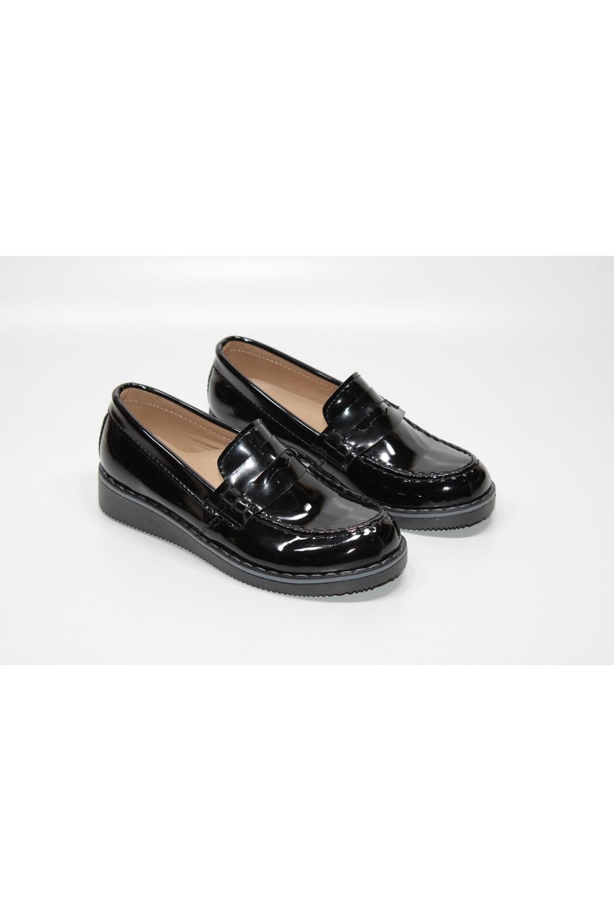Minican Ortopedik Taban Erkek Çocuğu Sünnetlik Balo Düğün Bağsız Klasik Siyah Rugan Ayakkabı
