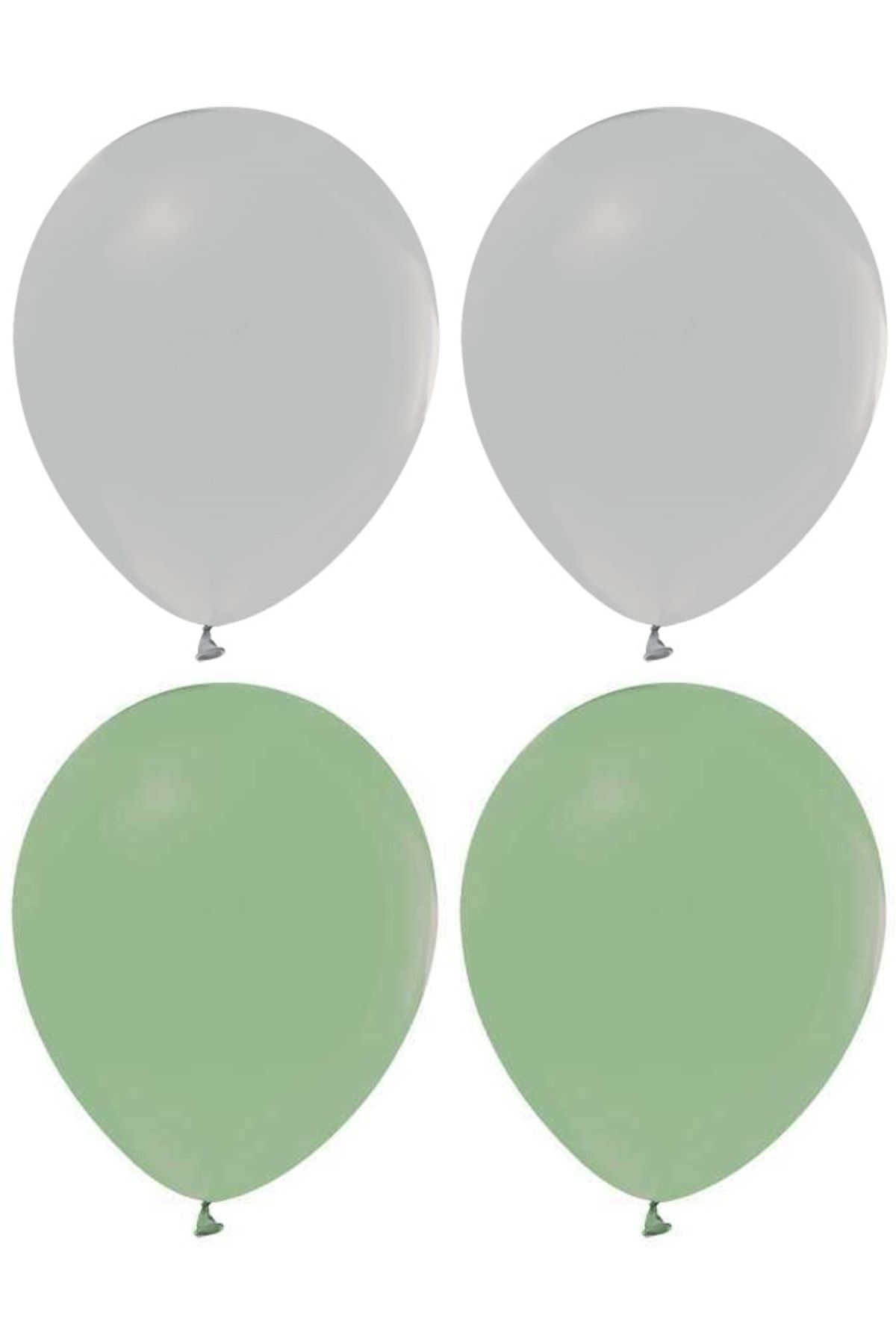 HKNYS Kuf Yeşili Ve Gri Renk Karışık Lateks Pastel Balon60 Adet + Balon Zinciri Hediyeli