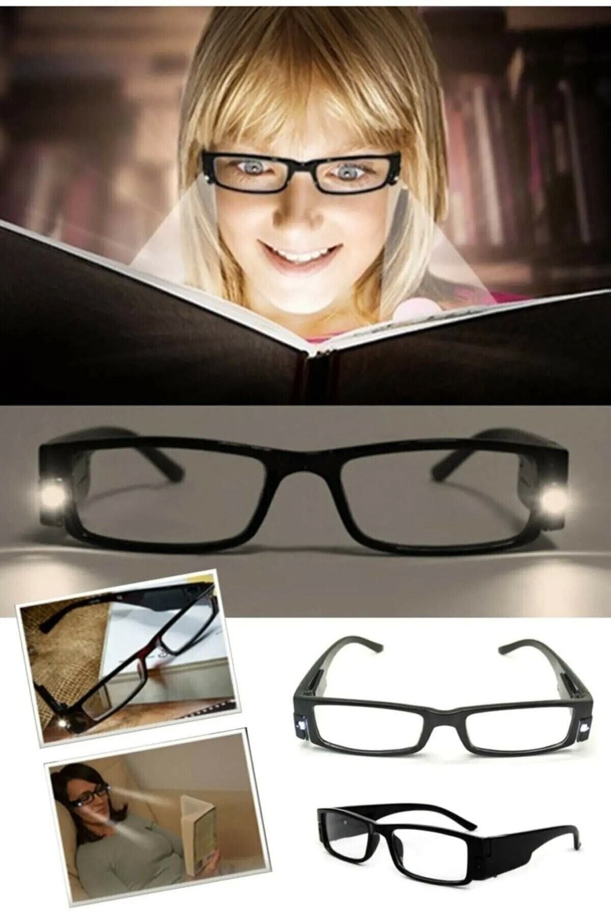 Egonex Kitap Gözlüğü Okuma Led Işıklı 2 Led Gözlük Okuma Pilli Gözlük