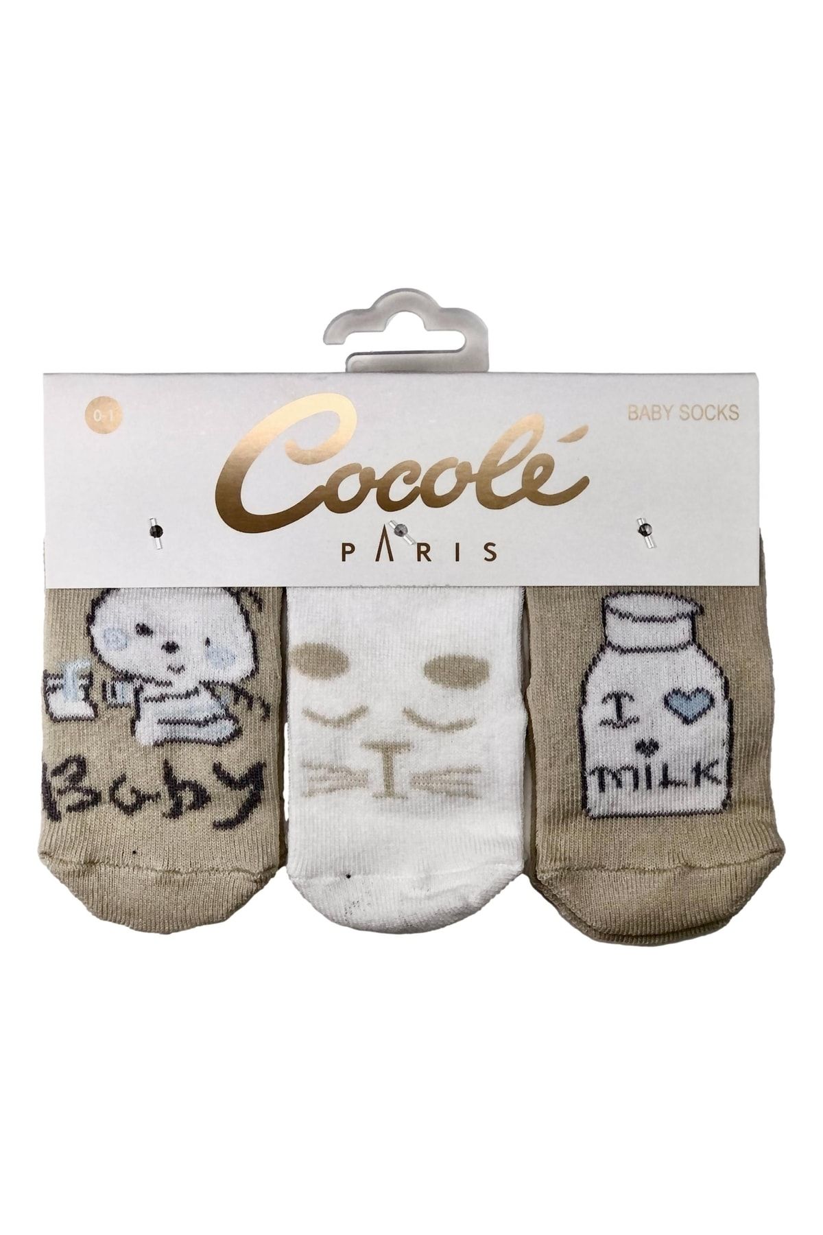 Cocole 3lü Kedili Bebek Çorap