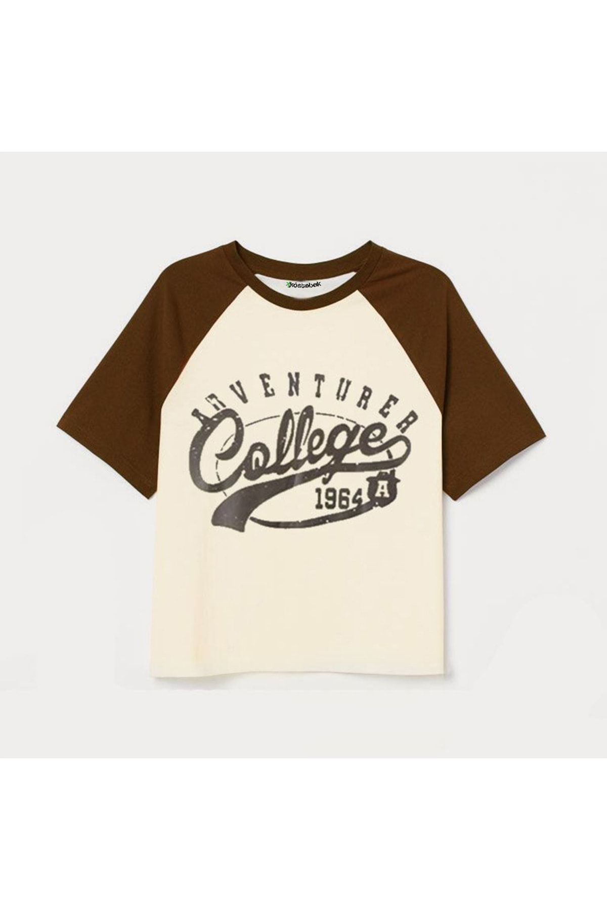 Köstebek Adventure College Kahverengi Raglan Yarım Kısa Kollu T-shirt