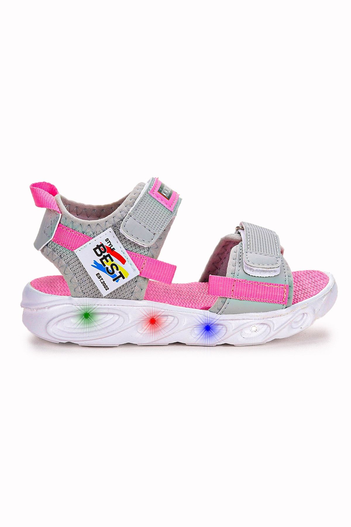 Kiko Kids 100 Işıklı Günlük Kız Çocuk Cırtlı Sandalet Ayakkabı