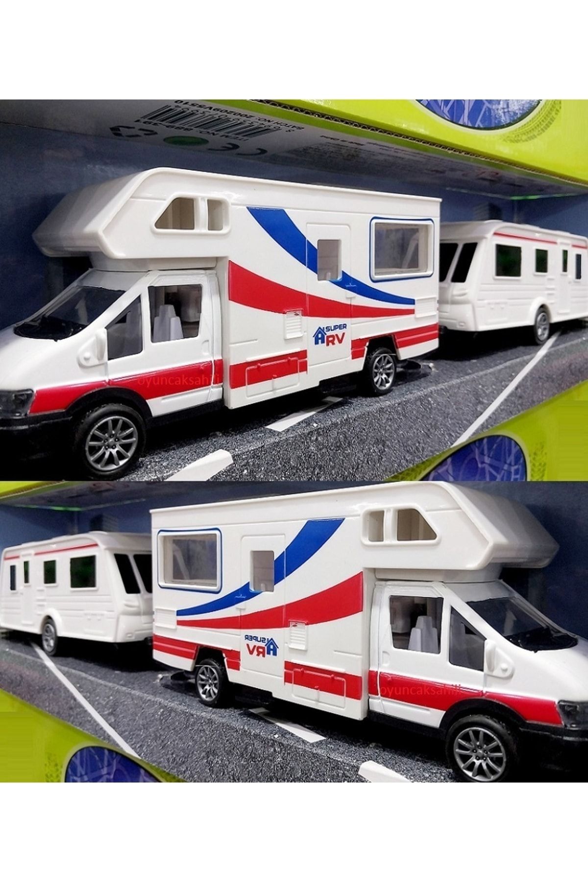 OYUNCAKSAHİLİ Karavan Metal 2li Karavan Set Kırılmaz Plst Çekbırak Oyuncak 2 Model Karavan Alloy