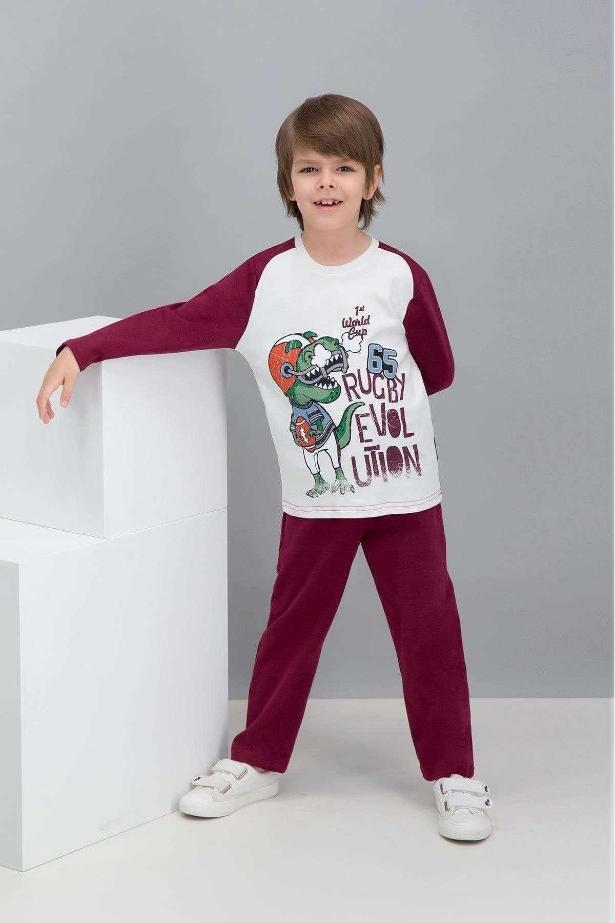 Rolypoly Rugby Dinosaur Krem Erkek Çocuk Pijama Takımı