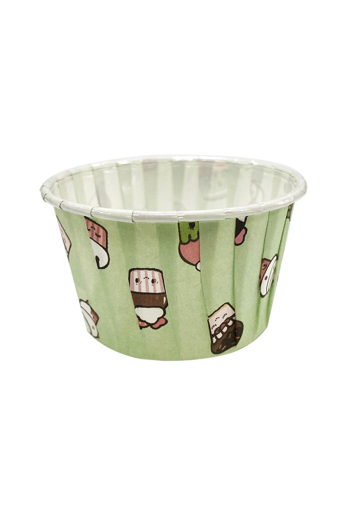 Dolphin Kağıt Muffin Kek Kapsülü Dondurma Desenli Mint Yeşili 50li - V