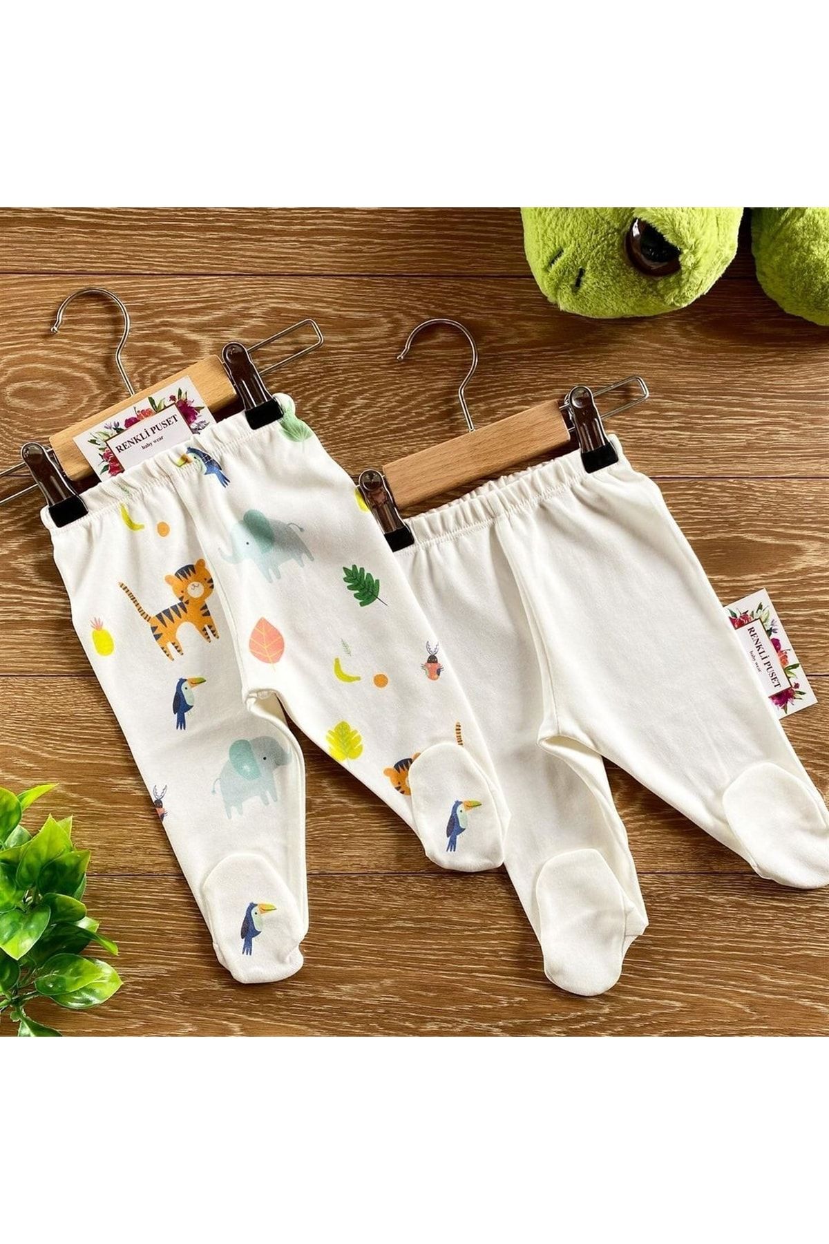 Renkli Puset Organik Penye 2'li Bebek Pijama Takım Kaplan