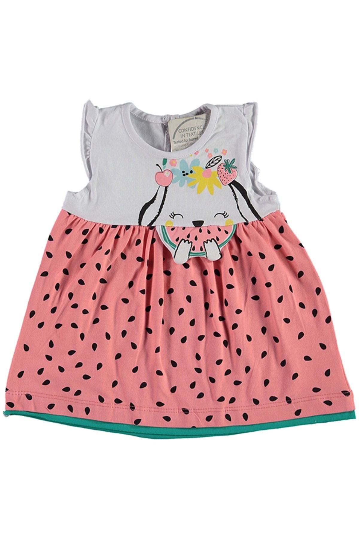Miniworld Kız Bebek Pembe Karpuzlu Baskısı Elbise