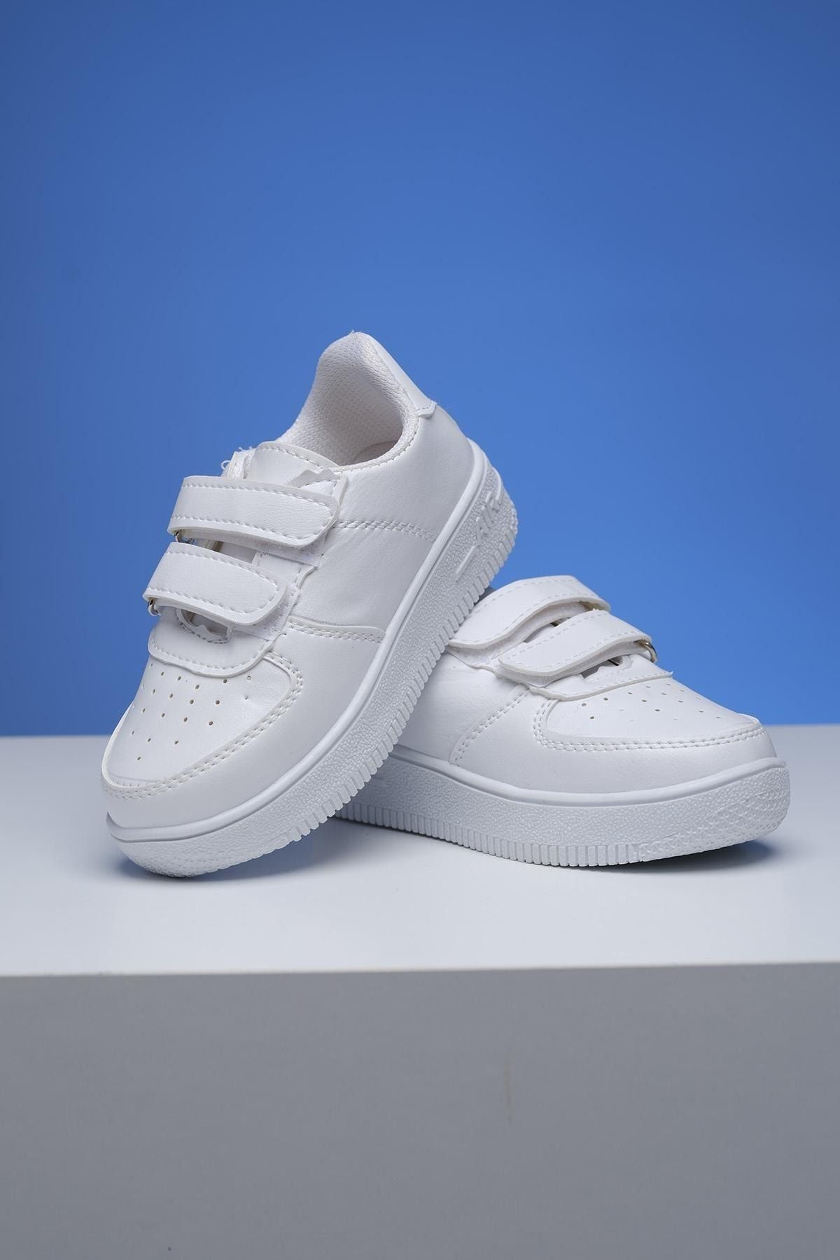 Oksit Beyaz - Arzel Air Kalın Taban Bantlı Unisex Çocuk Sneaker