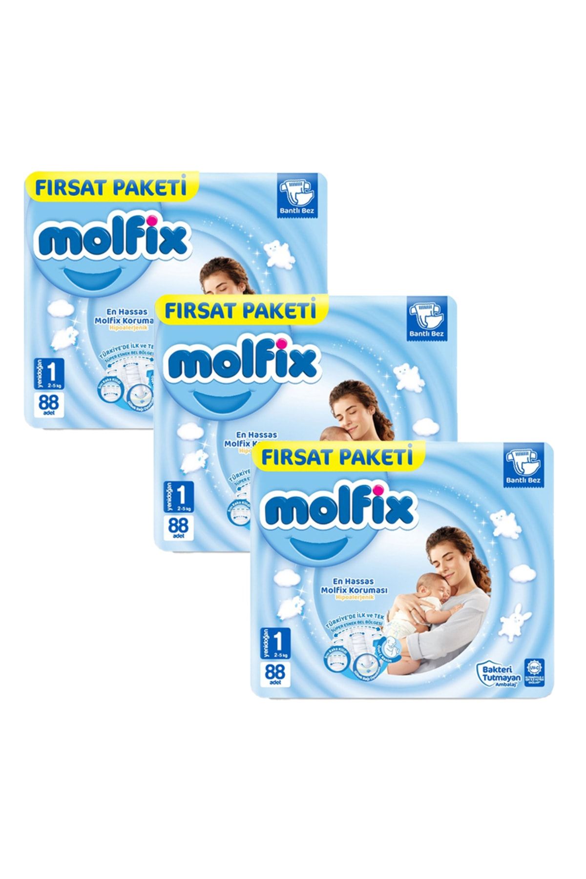 Molfix Yeni Doğan Bebek Bezi Fırsat Paketi 1 Numara 2-5 Kg (toplam 264 Adet)