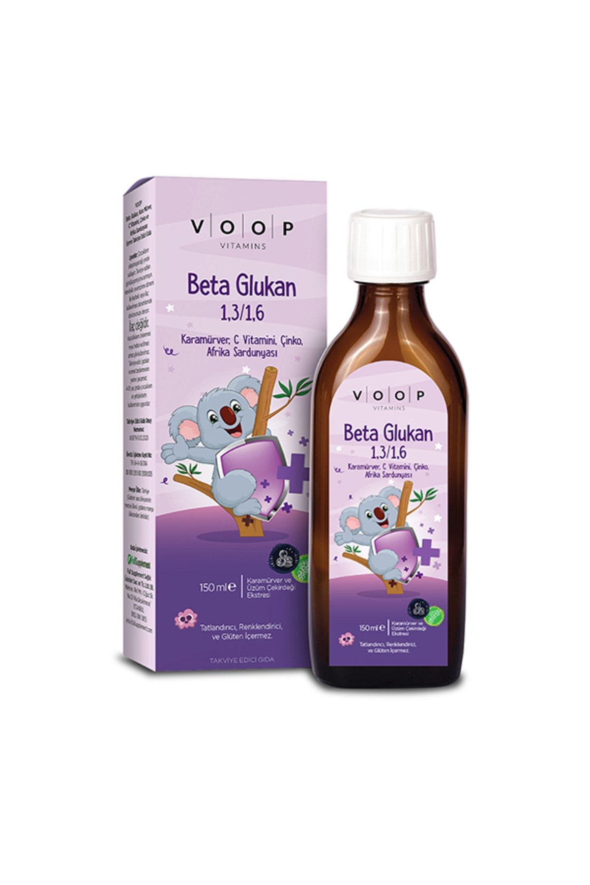 VOOP Beta Glukan 1,3/1,6 Kara Mürver, Vitamin C, Çinko Şurup 150 ml