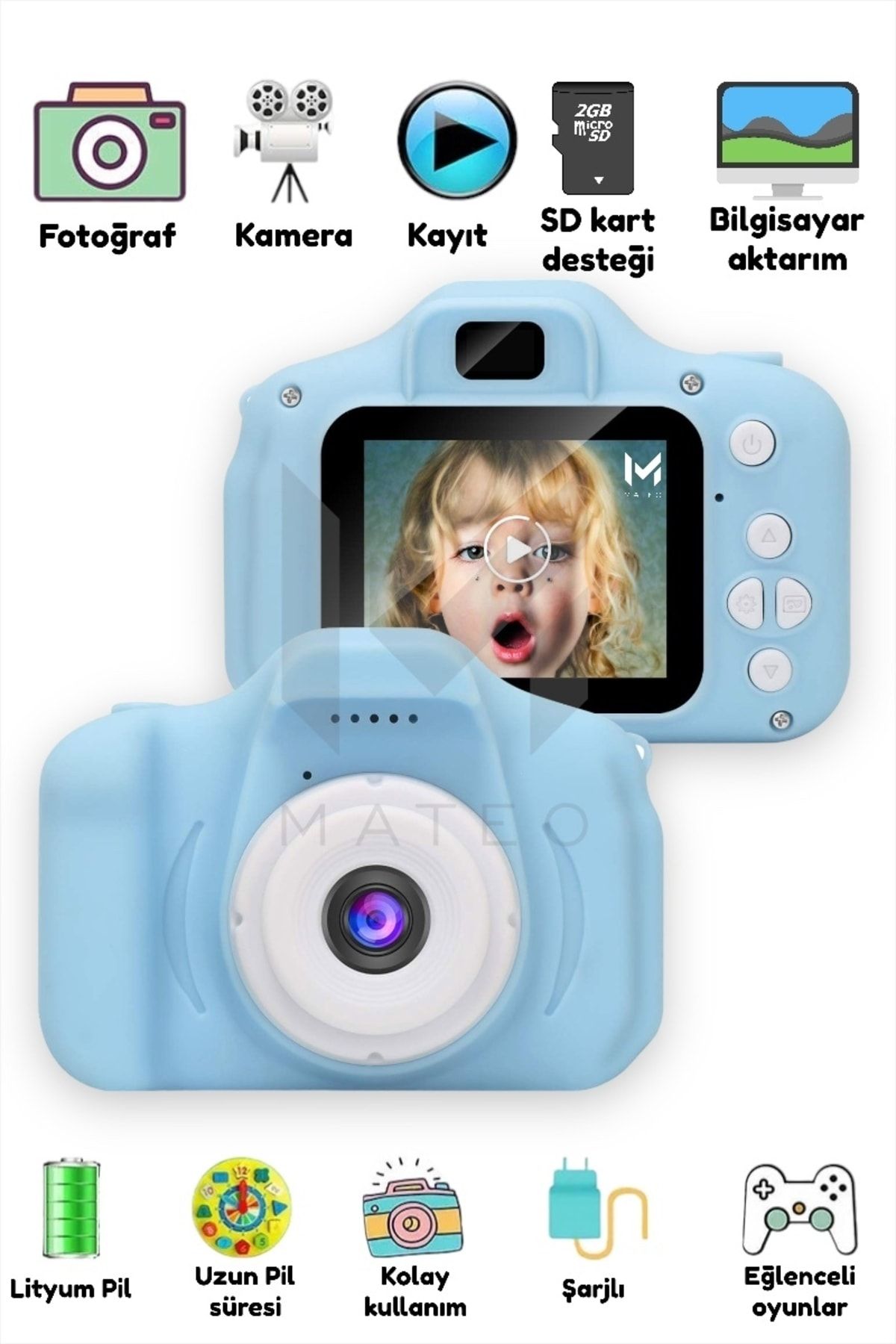 MATEO Dijital Fotoğraf Makinesi Çocuk Mini 1080p Hd Kamera Selfie Cocuk 40mp Fotoğraf Makine 4xzoom 2023