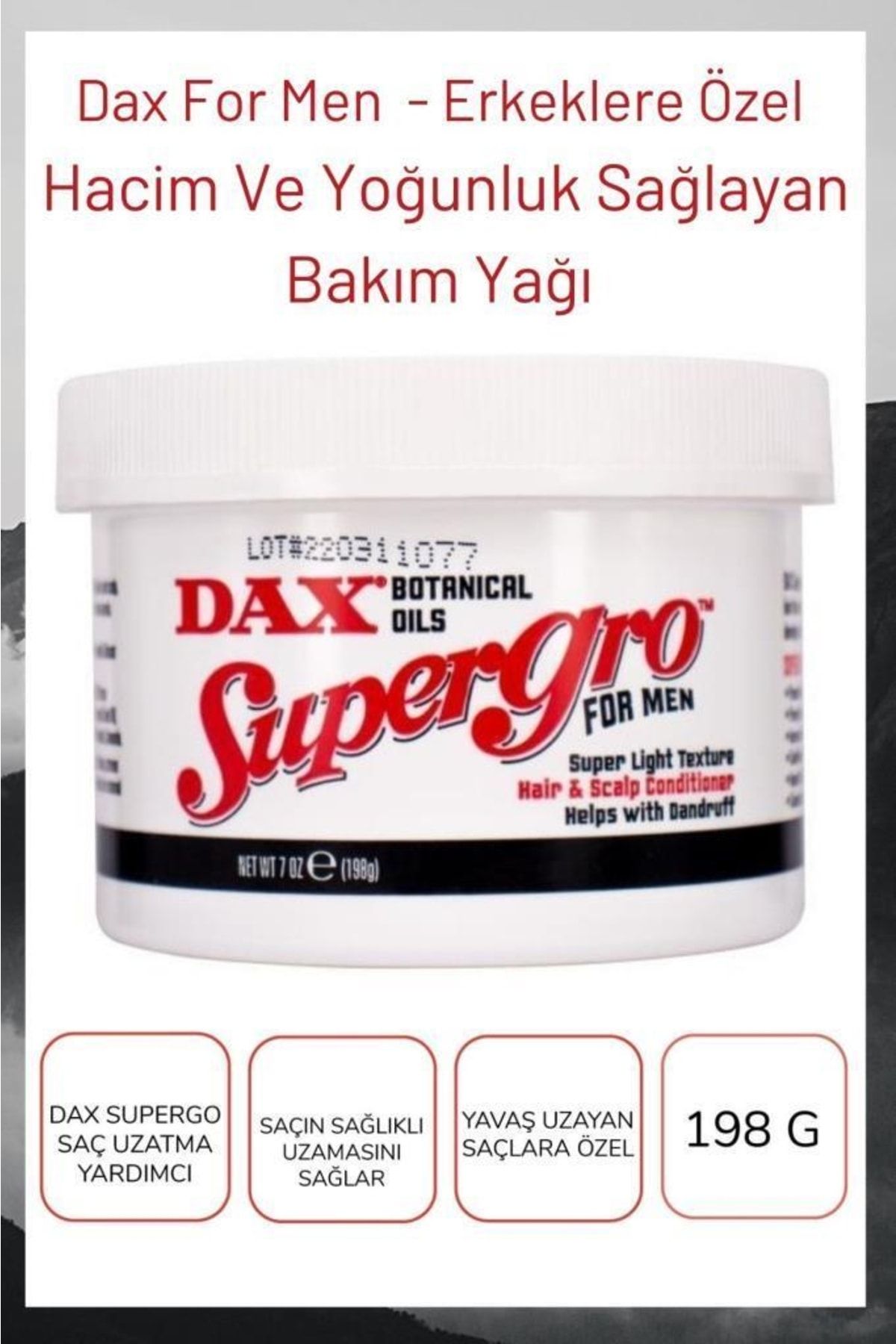 Dax For Men Erkeklere Özel Hacim Ve Yoğunluk Sağlayan Bakım Yağı 198gr