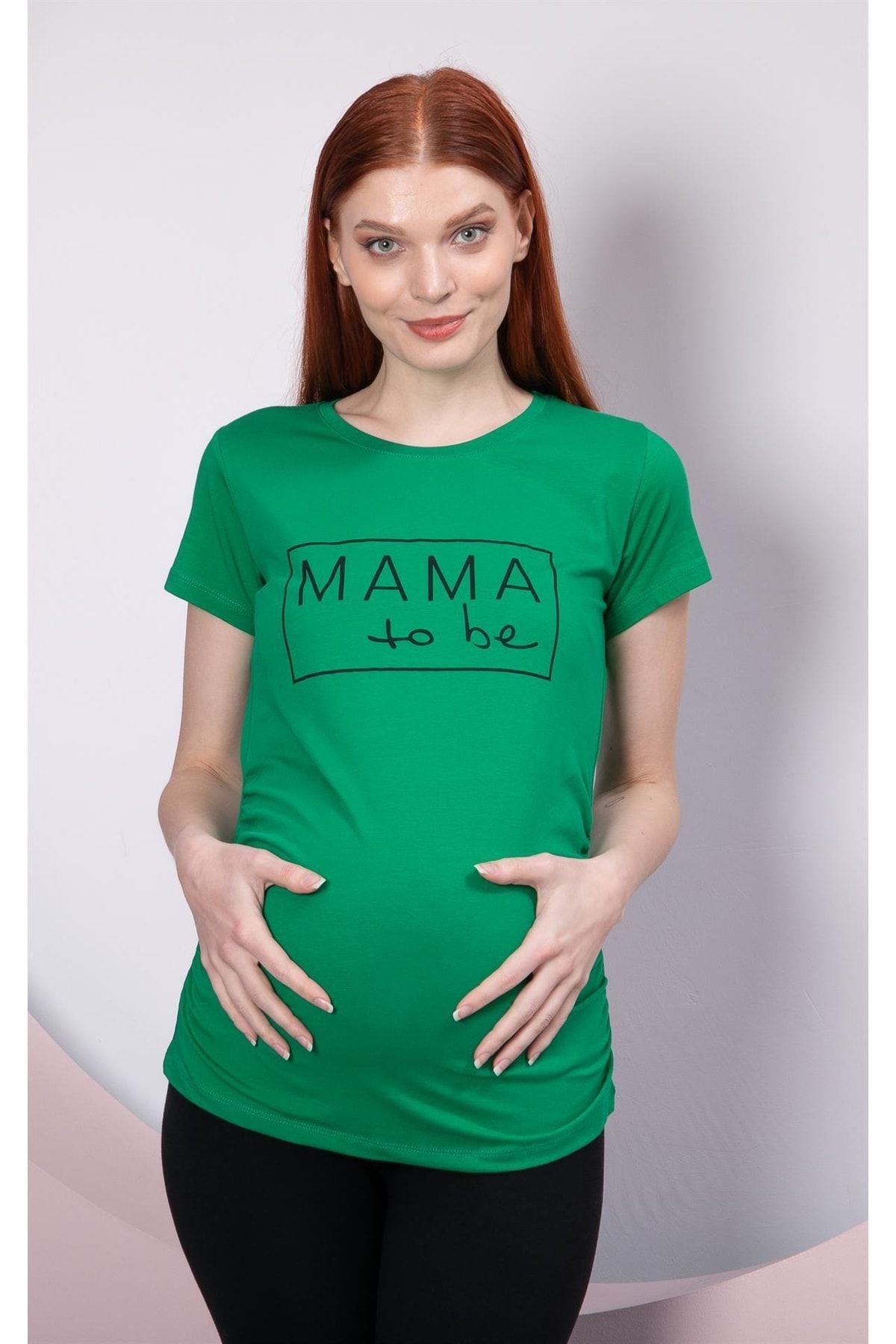 Görsin Hamile Gör&sin Mama To Be Baskılı Çimen Yeşili Hamile Tişört