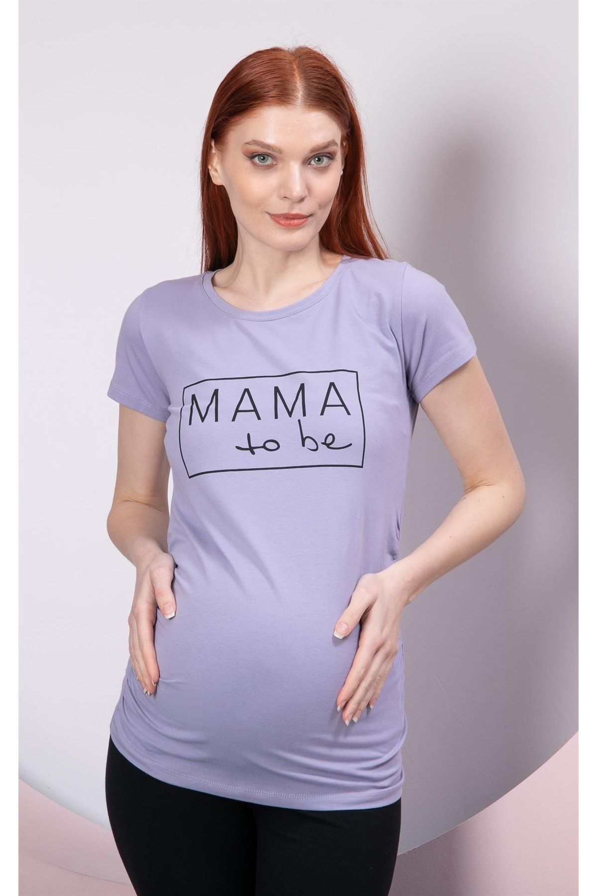 Görsin Hamile Gör&sin Mama To Be Baskılı Lila Hamile Tişört
