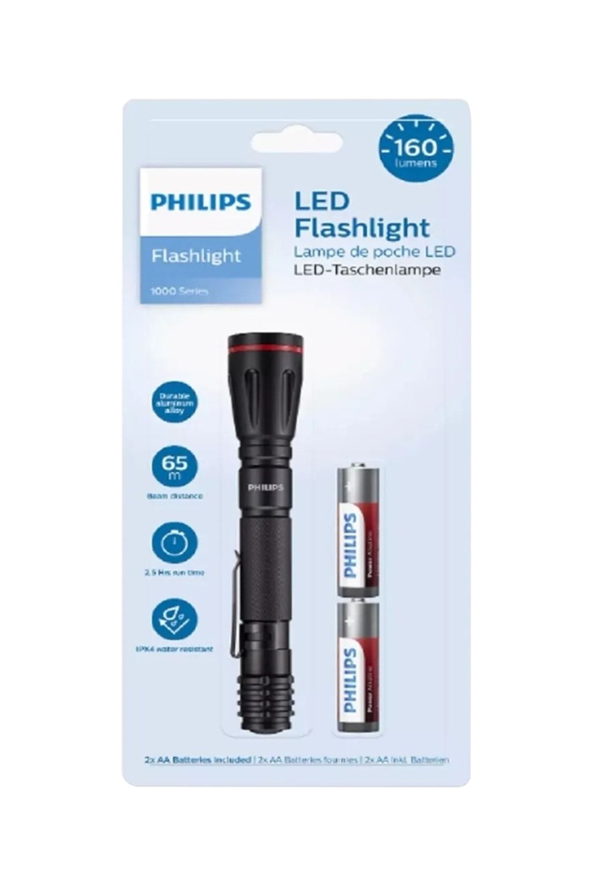 Philips Sfl1001p/10 Led Flashlight 160 Lumen Taşınabilir Pilli El Feneri Suya Toza Dayanıklı 65 Metre