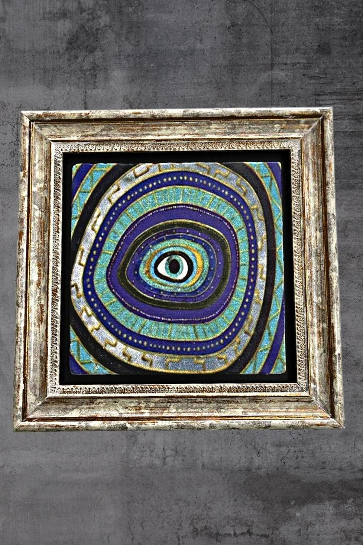 bluecape Doğal Taş Dekoratif 30x30 Cm Spiral Nazarlık Tablo