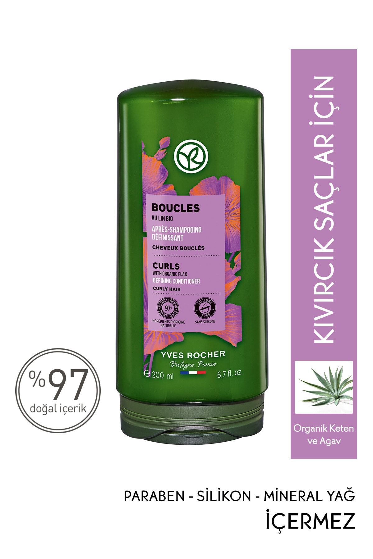 Yves Rocher Kıvırcık ve Dalgalı Saçlar İçin (Boucle) Bukle Belirginleştirici Saç Kremi - Vegan-200 ml