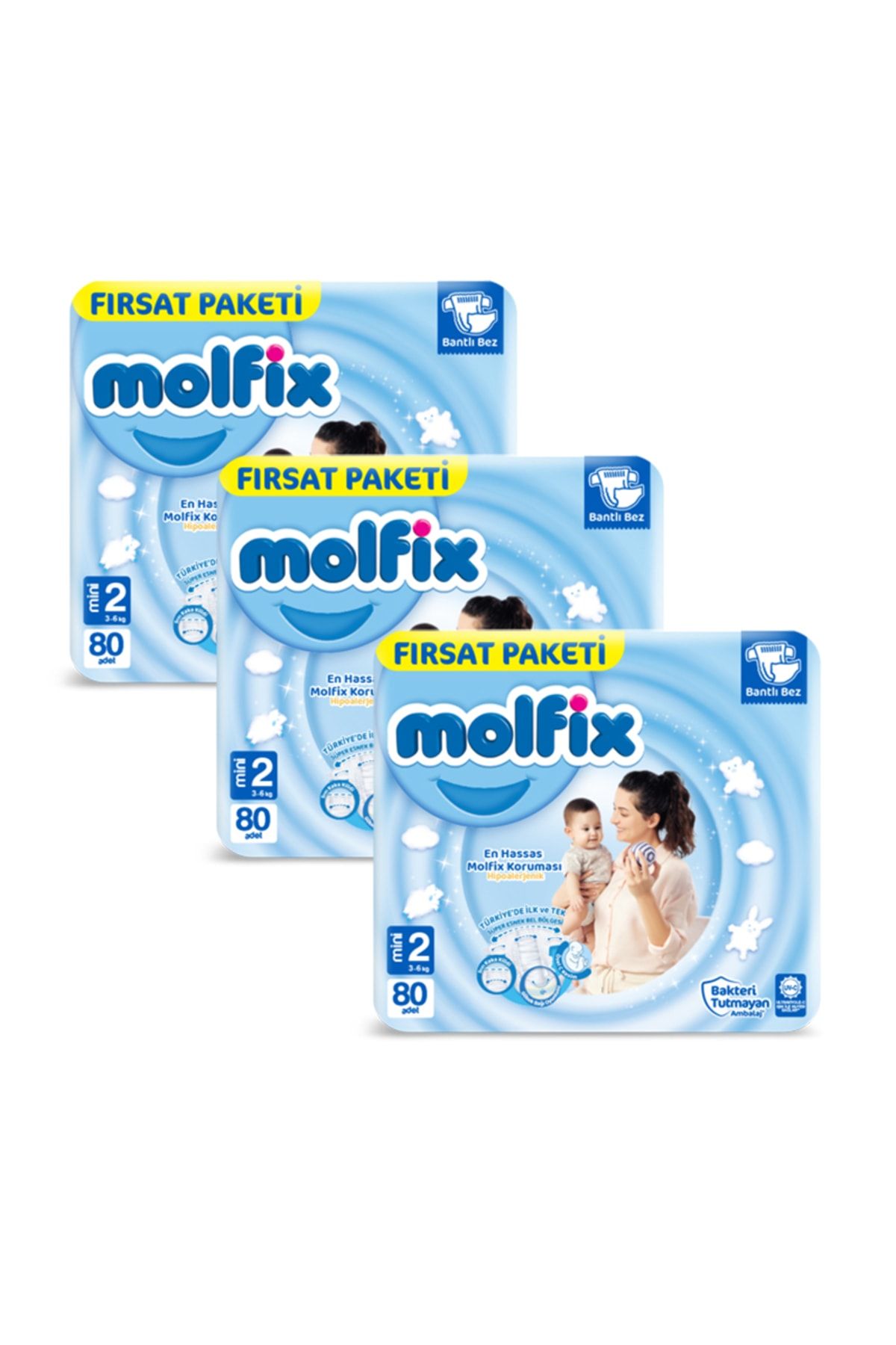 Molfix Fırsat Paketi Mini Bebek Bezi 2 Numara 3-6 Kg (toplam 240 Adet)