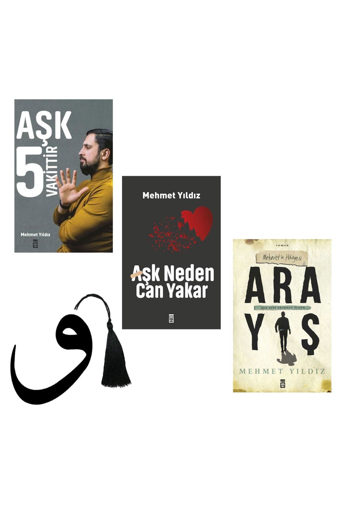 Timaş Yayınları Mehmet Yıldız Set - Aşk 5 Vakittir - Aşk Neden Can Yakar -arayış - Yırtılmaz Vav Ayraç Hediye