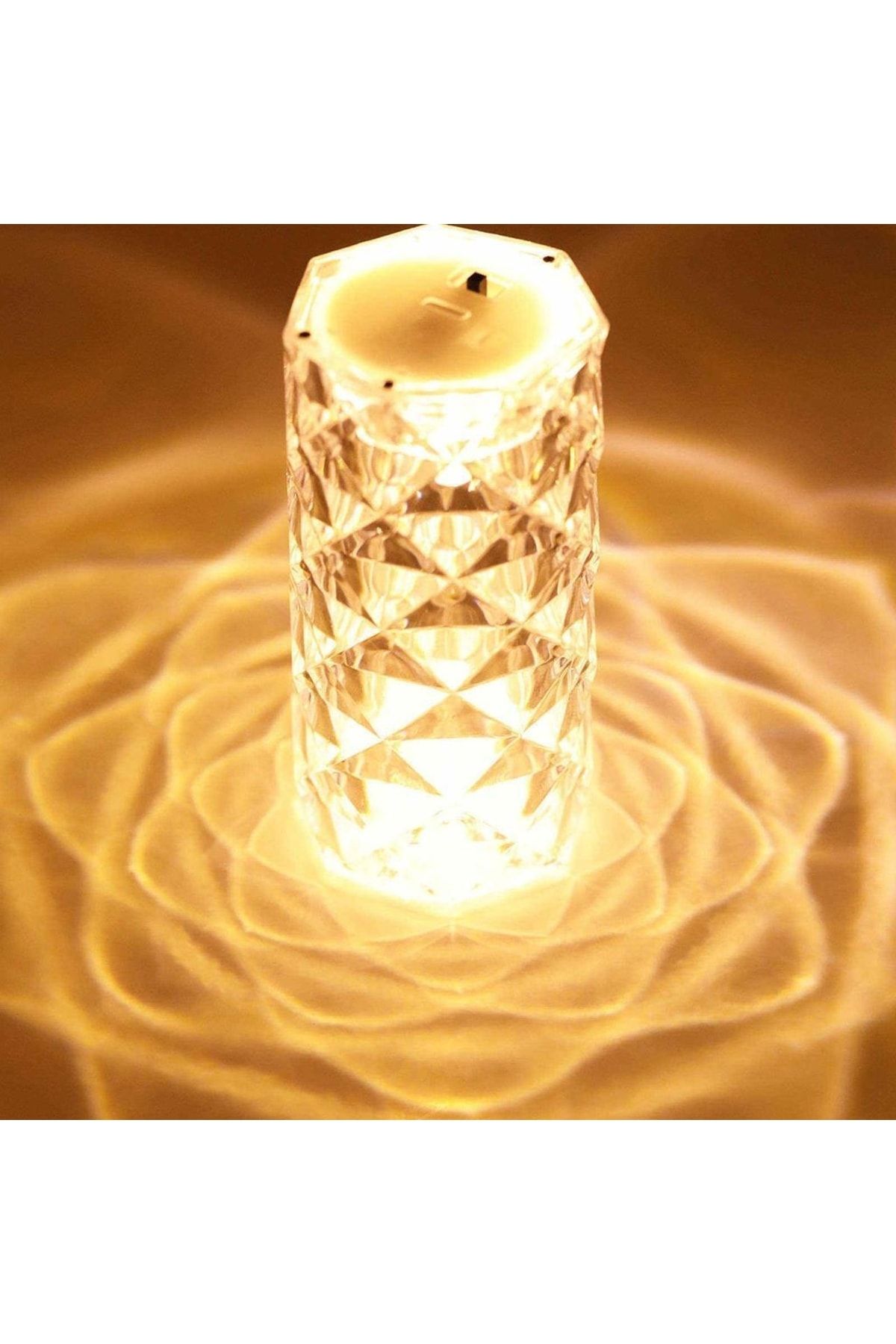 SUME Dekoratif Gül Yansımalı 4.5cm X 7.5cm Kristal Masa Lambası Gece Lambası Abajur Ev Dekor