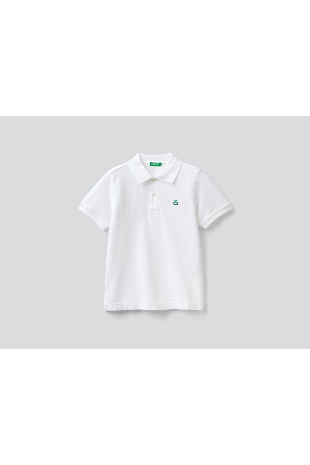 United Colors of Benetton Benetton Erkek Çocuk Beyaz Logolu Polo T-shirt