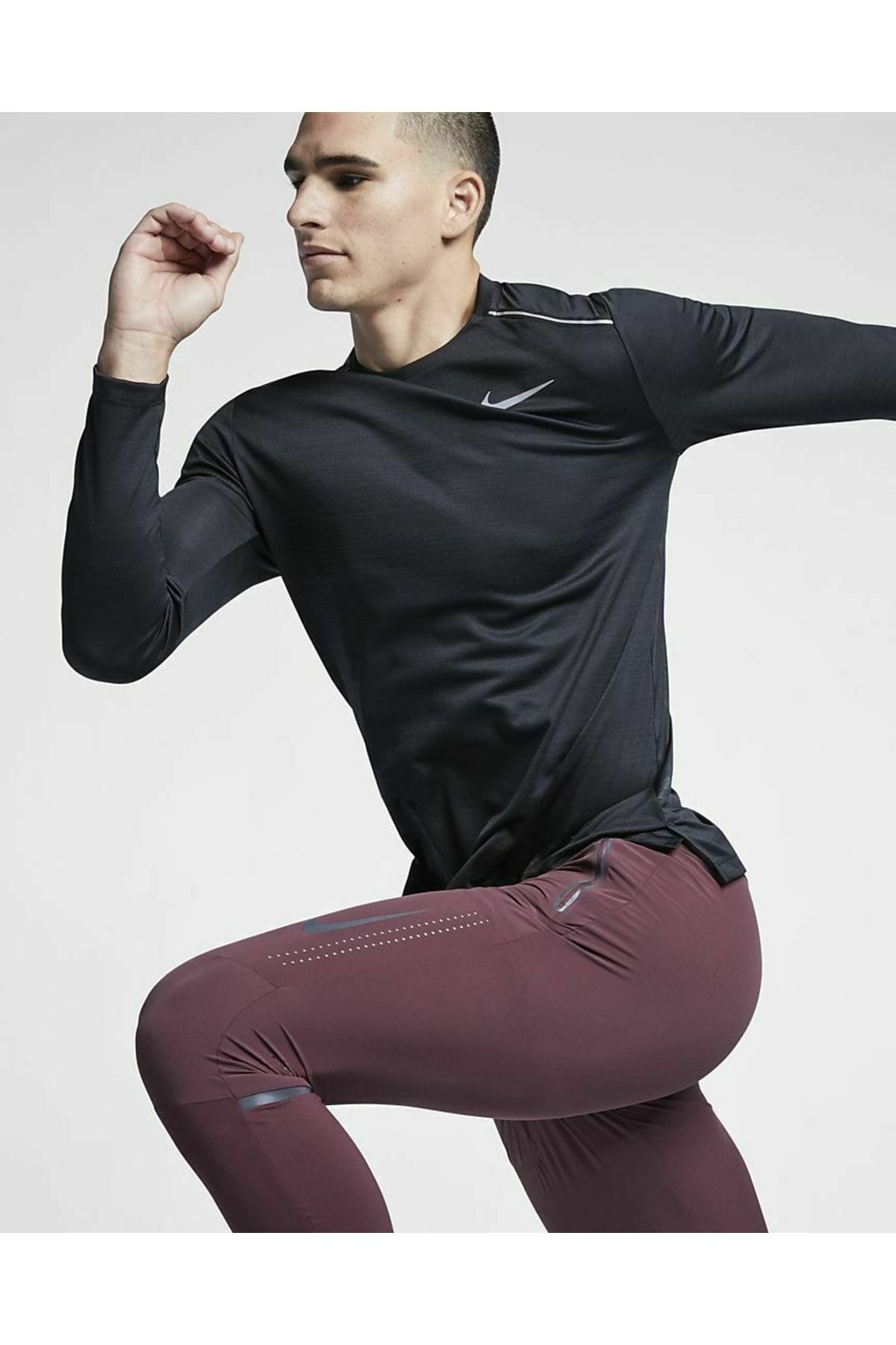 Nike Men's Long Sleeve Dry Miler Running Shirt Cu0318-010 Erkek Üst