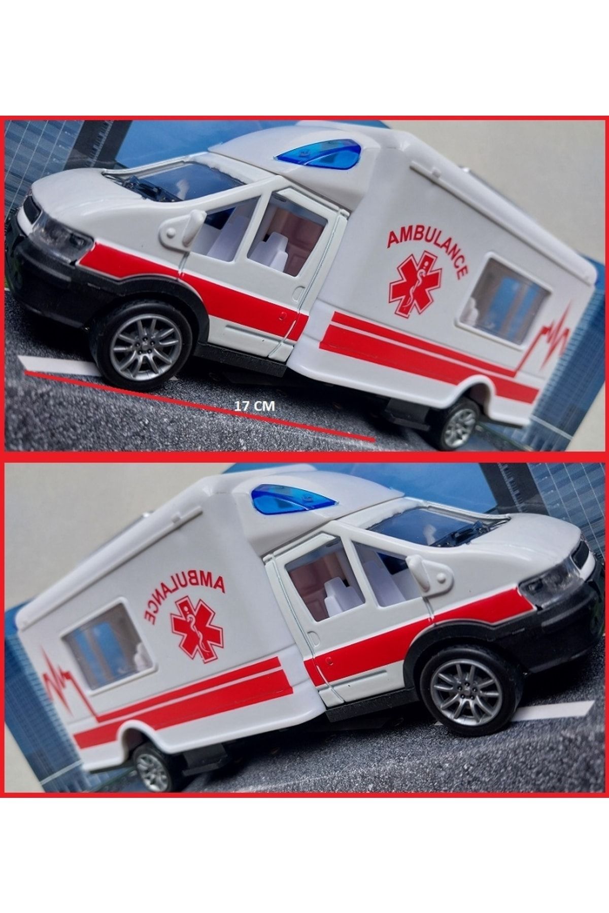OYUNCAKSAHİLİ Karavan Metal Ambulans Kırılmaz Çekbırak Oyuncak Ambulance Minibüs Model Araba