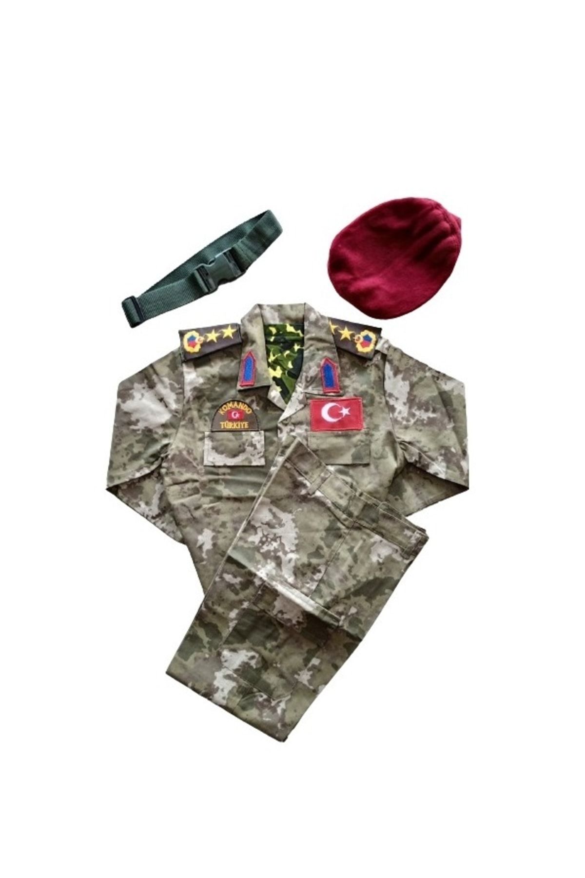 Temiz Pazar Erkek Çocuk Asker Komando Kostüm Kıyafeti Palaska Bere
