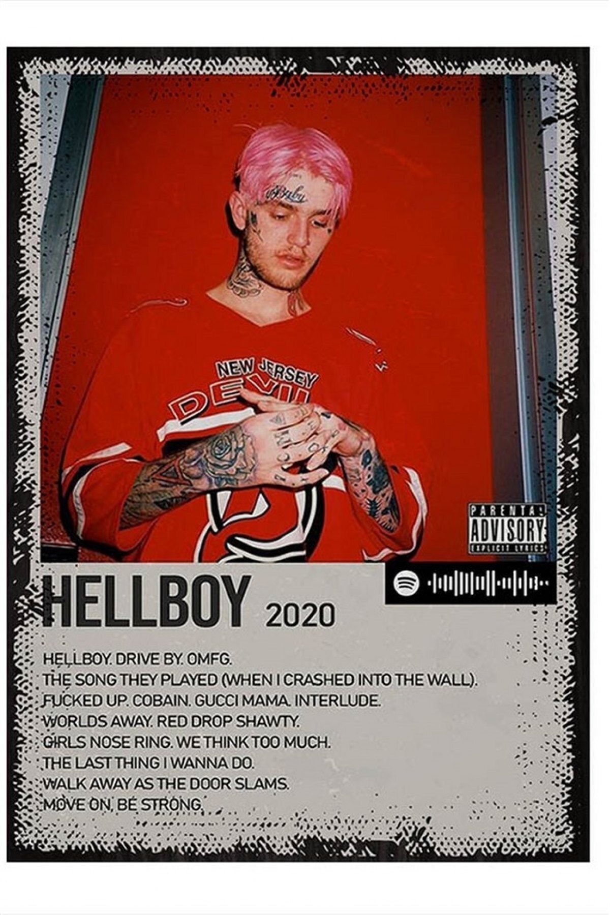 ekart Hellboy Lil Peep Spotify Kodlu Albüm Kapağı Tablo 15cmx 22cm