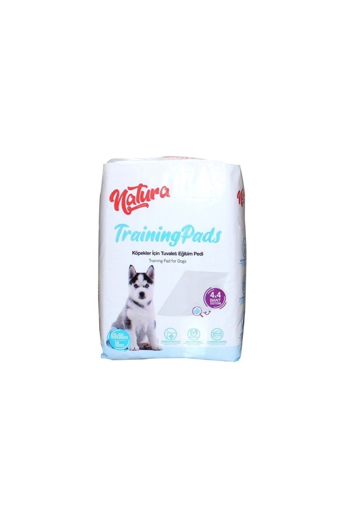 Natura Köpek Eğitim Çiş Pedi 60x60 Kaydırmaz Bantlı 10'lu