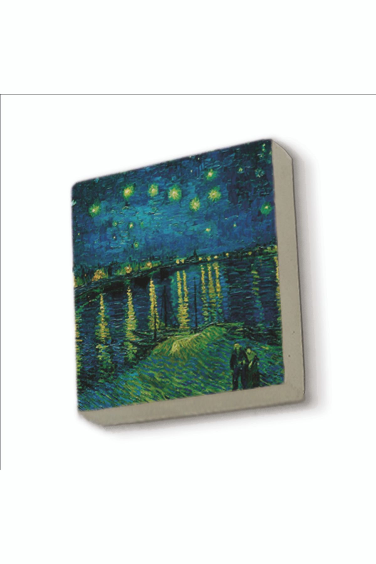 BAKSEPETE Ren Nehrinde Yıldızlı Bir Gece Vincent Van Gogh, 1888 Baskılı Doğaltaş Magnetkrg-136