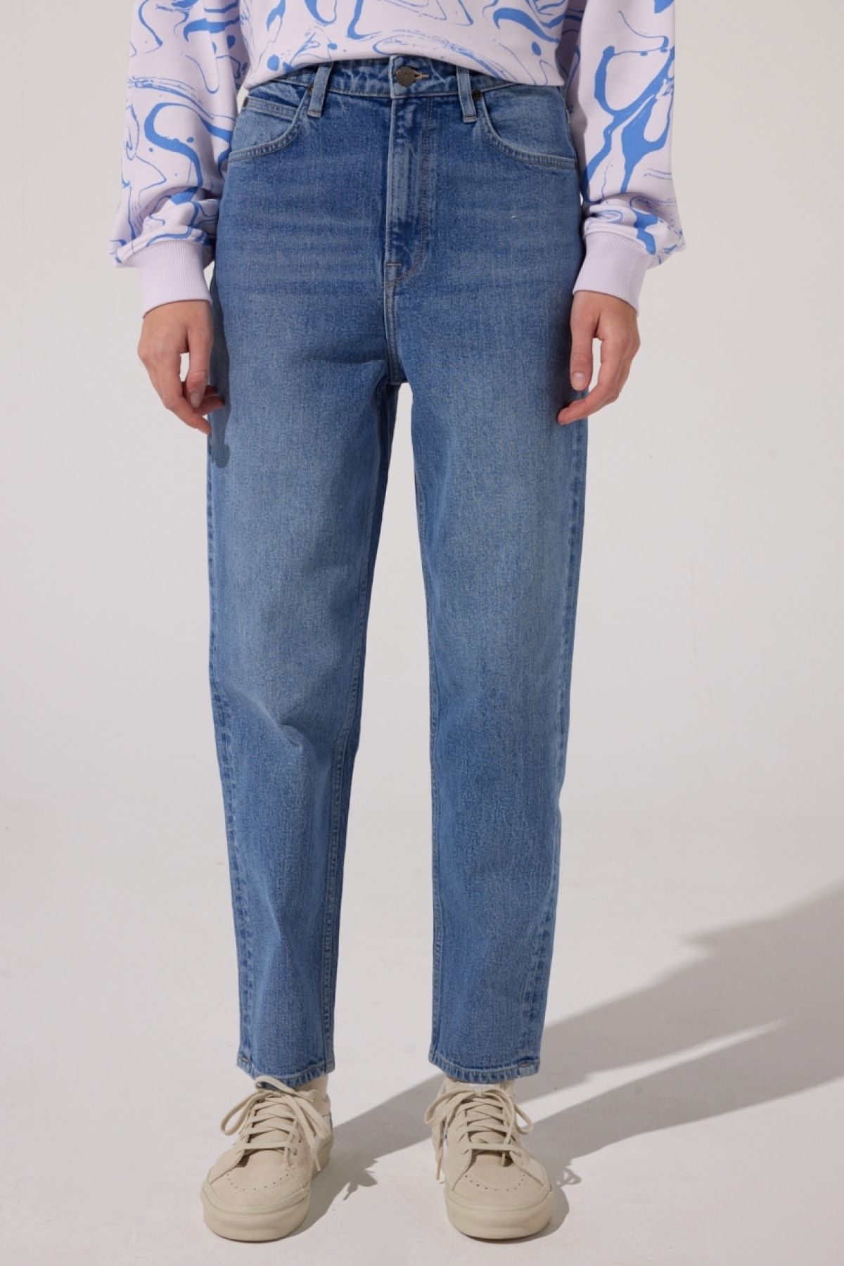 Lee Stella Stella Tapered Fit Çok Yüksek Bel Düz Paça Esnek Mavi Kadın Jean Denim Kot Pantolon