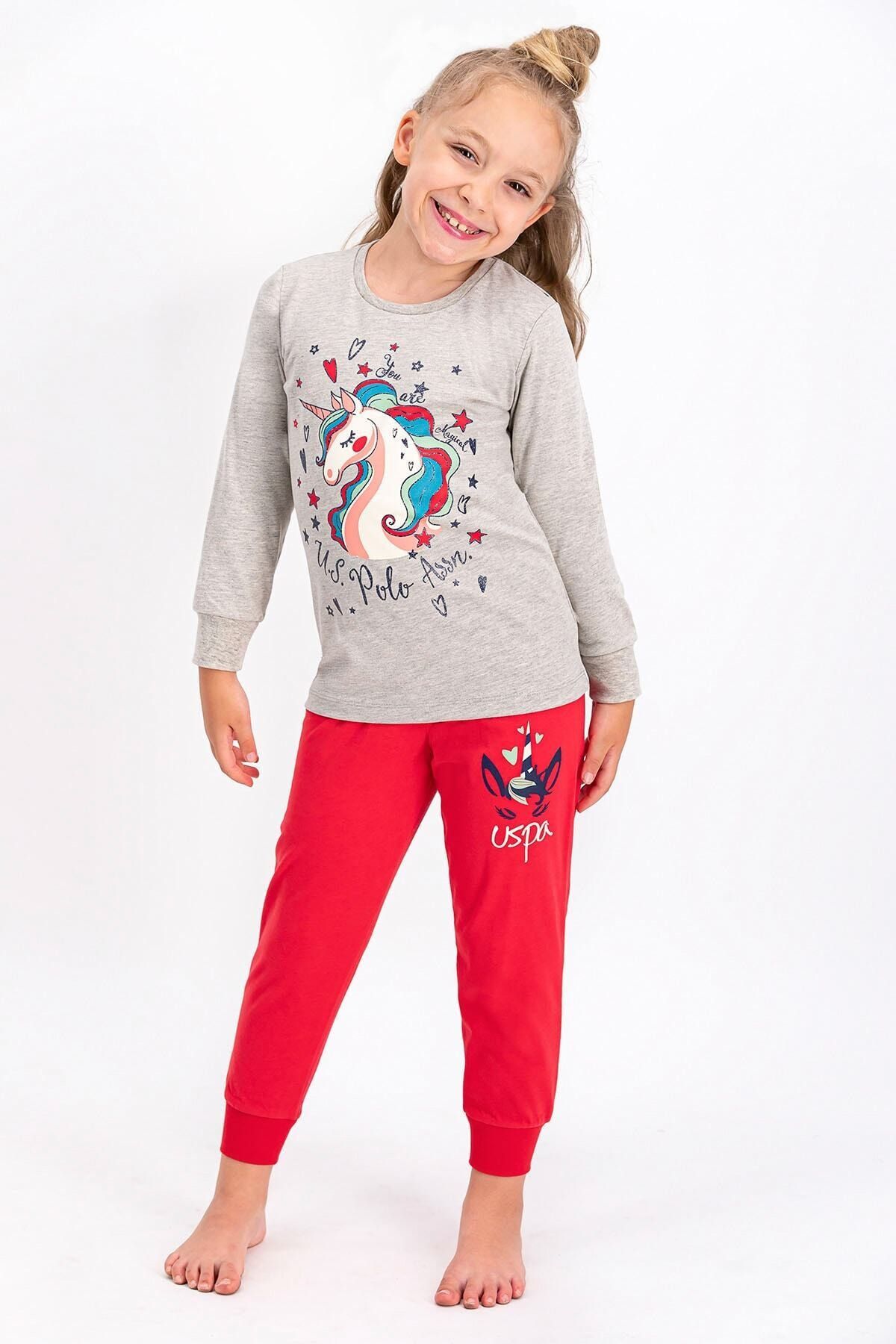 U.S. Polo Assn. U.S. Polo Assn Lisanslı Bejmelanj Kız Çocuk Pijama Takımı