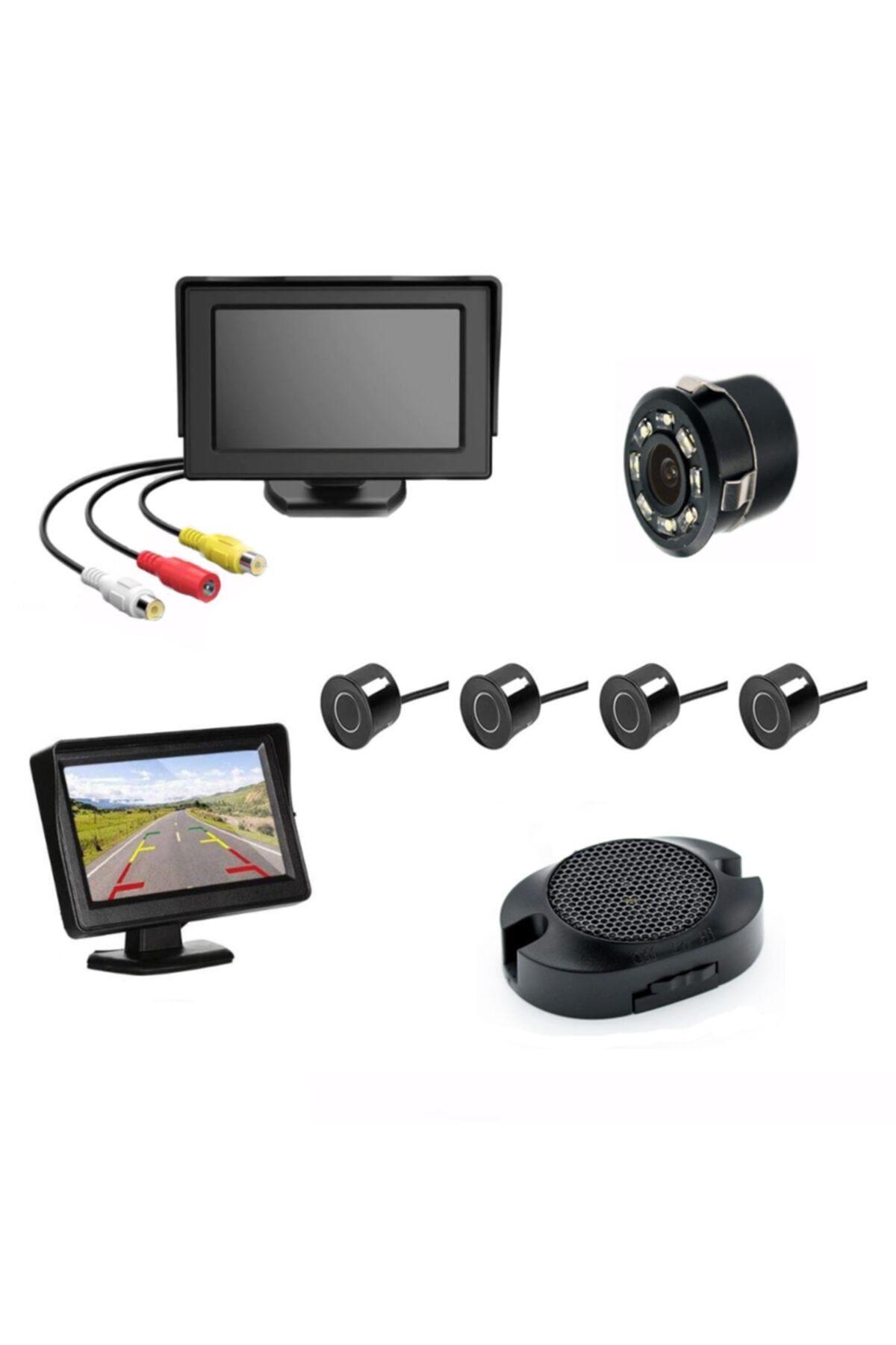 Mfk Kameralı Park Sensörü 4.3' Komple +4 Adet Siyah Sensör