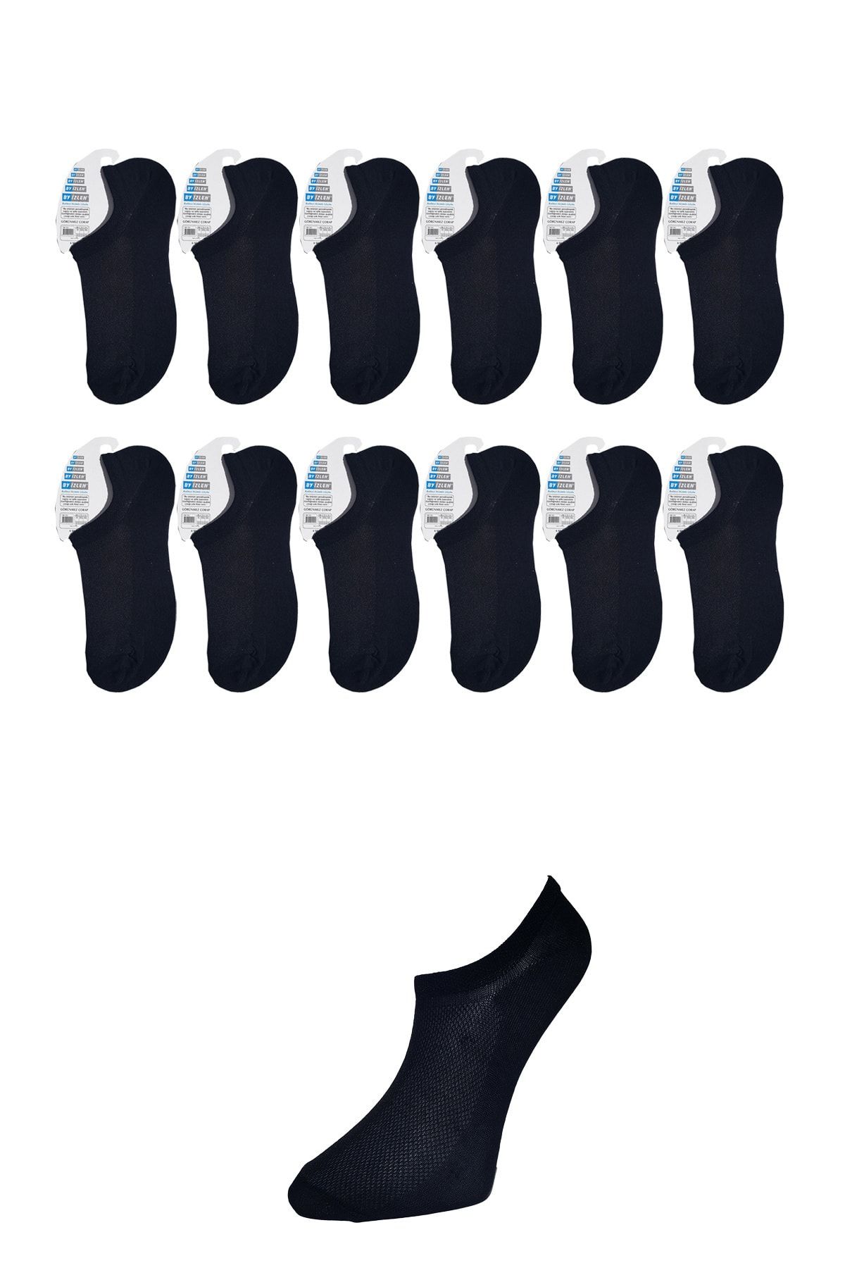Mudanis Erkek Siyah Görünmez Çorap 12 Çift