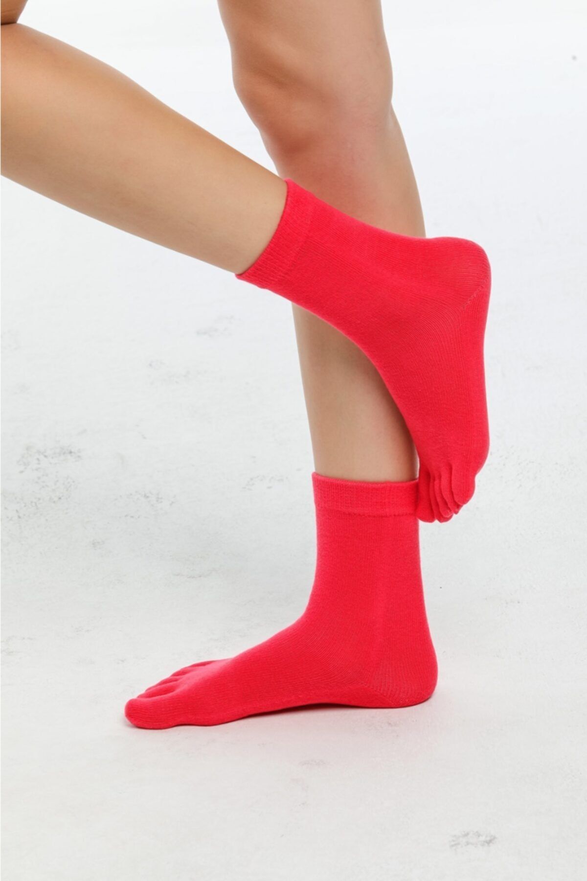 lacoton Kadın Düz Fuşya Pamuk Parmaklı Çorap Ts-0202