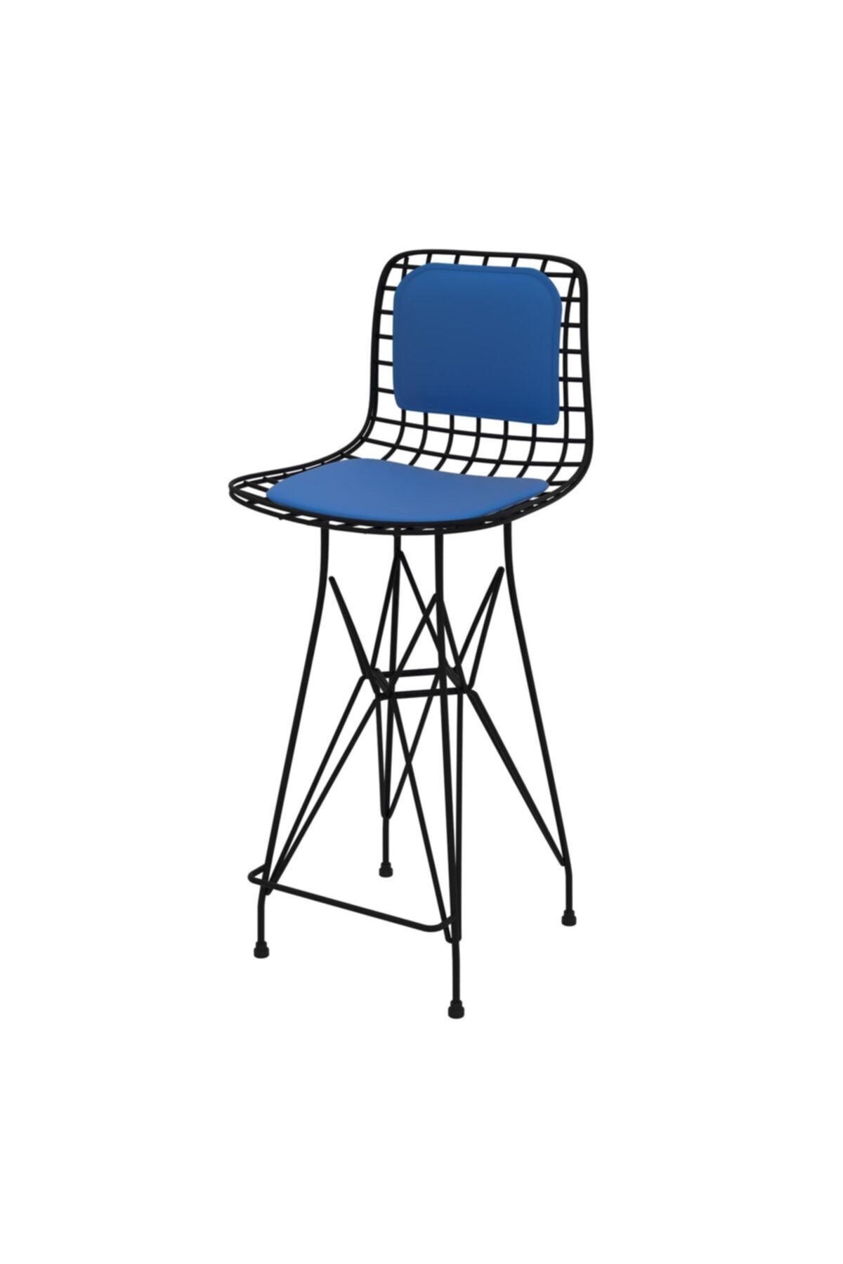 Kenzlife Orta Boy Tel Bar Sandalyesi 1 li Mağrur Syhmvi Sırt Minderli 65 cm Oturma Yüksekliği Mutfak