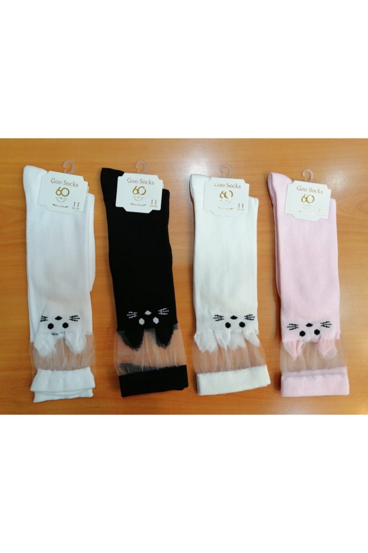Goo Socks Go Kedili Tüllü Dizaltı Çocuk Çorabı (4 Çift)
