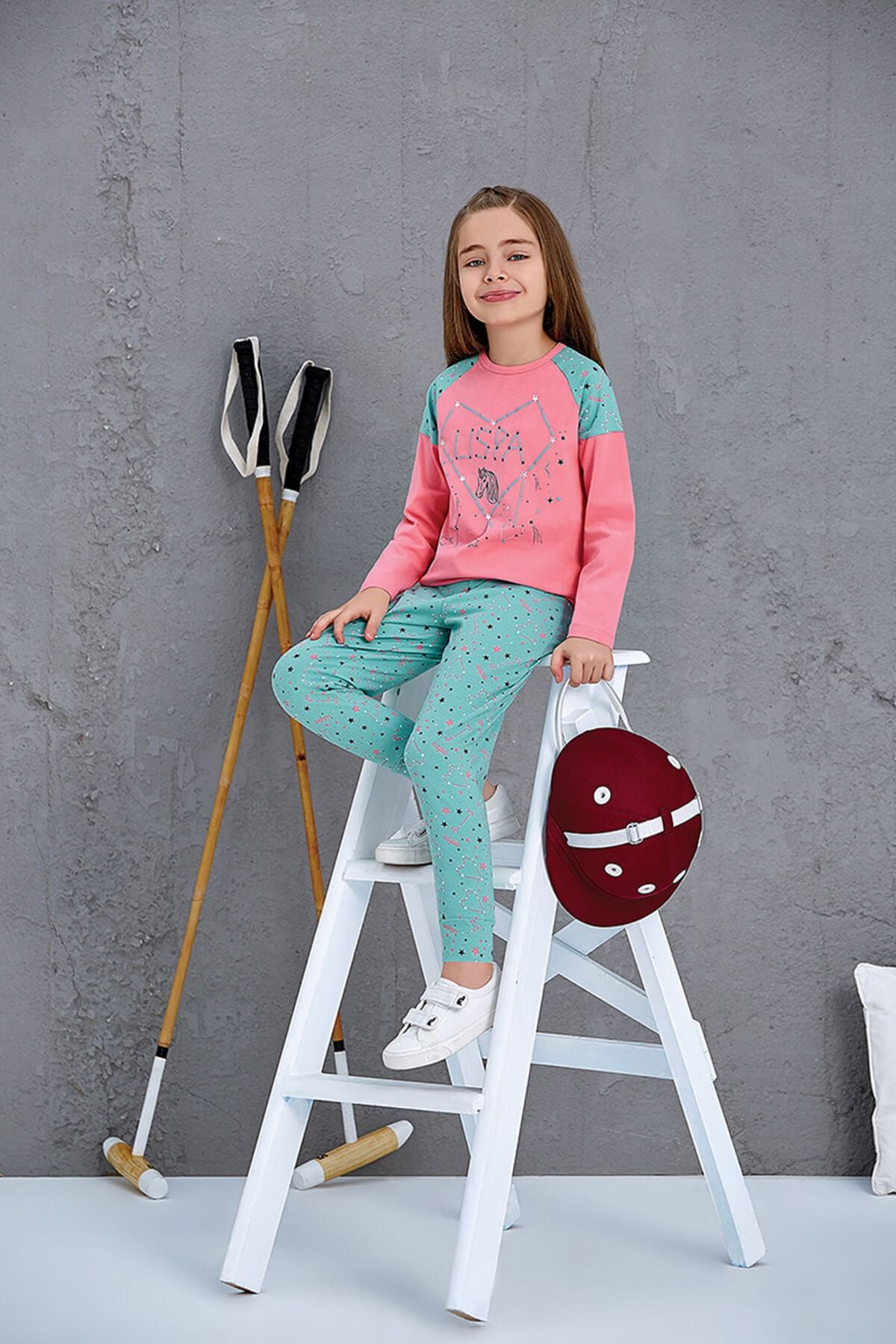 U.S. Polo Assn. Kız Çocuk Pembe Pijama Takımı