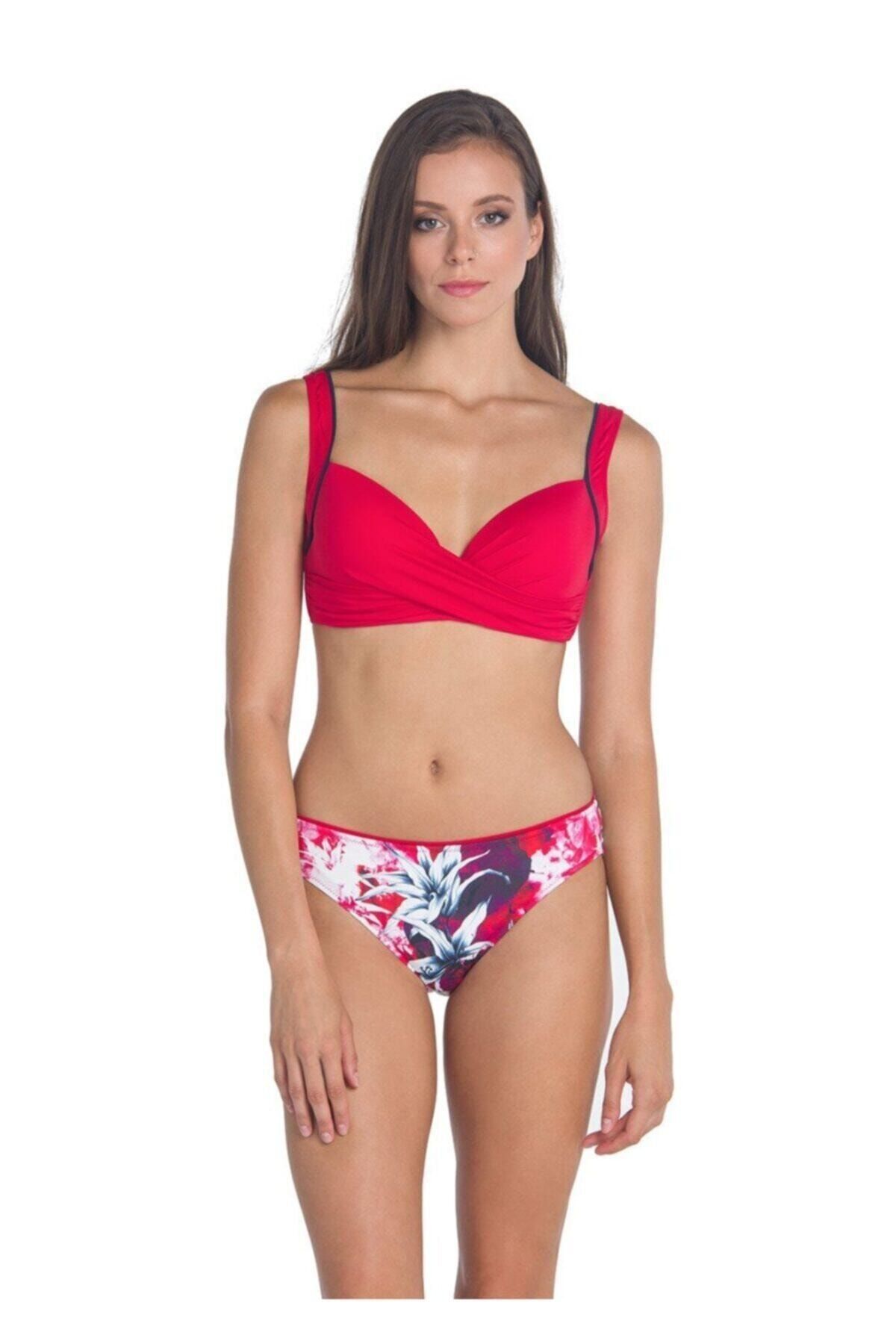 Dagi Kadın Kırmızı Döner Kaplı Altı Desenli Bikini Takımı