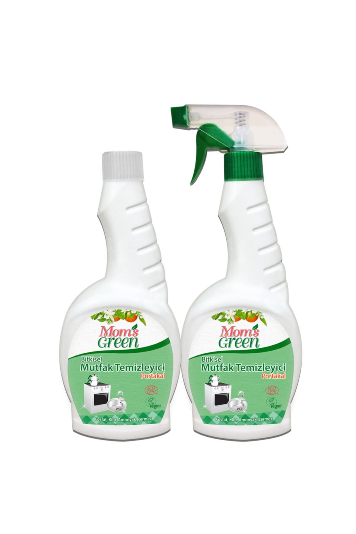 Mom's Green 2'li Set Bitkisel Mutfak Temizleyici Yağ Sökücü Sprey 750 Ml Ve Yedek Ürün