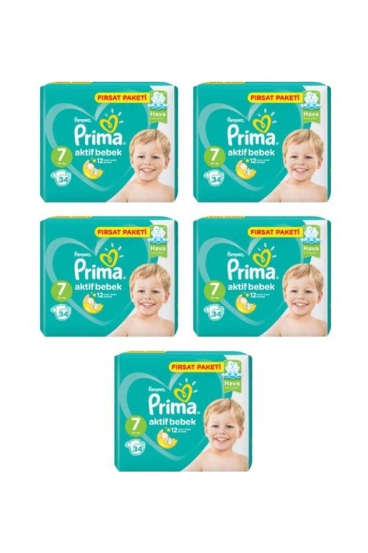 Prima Bebek Bezi 7 Beden 170 adet (34x5 Li) Fırsat Paket Aktif Bebek 15+ kg