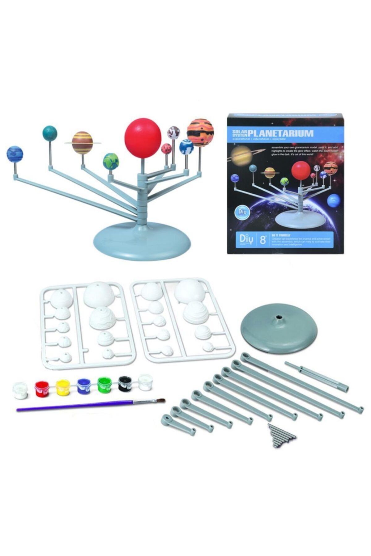 Hobialem Güneş Sistemi Modeli, Gezegen Sistemi, Boya, Fırça, Eğitici Maket, Deney Seti, Plastik