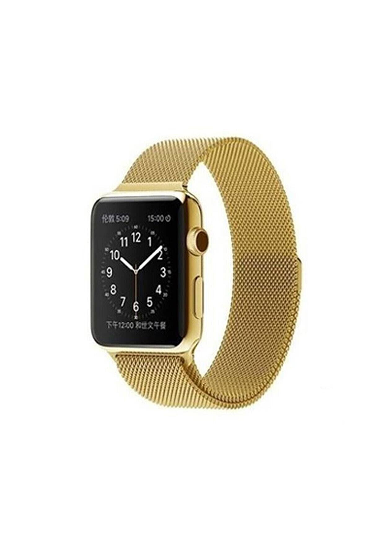 TahTicMer Apple Watch Seri 6 44 Mm Çelik Kayış Hasır Örme Kordon Milano