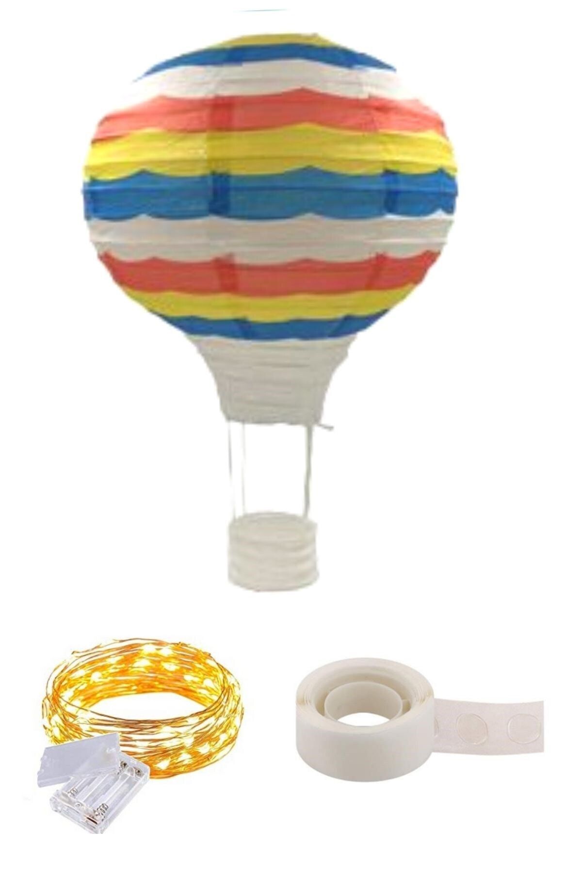 Buffer Tavana Asılan Kağıt Balon + 5 Mt Sarı Peri Led + Şeffaf Balon Yapıştırıcı