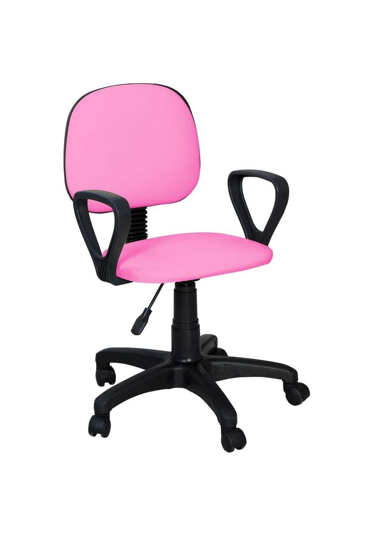 TOMAR Cgn Kollu Çalışma Sandalyesi Ofis Sandalyesi Öğrenci Koltuğu Ofis Ve Büro Sandalyesi- Pembe